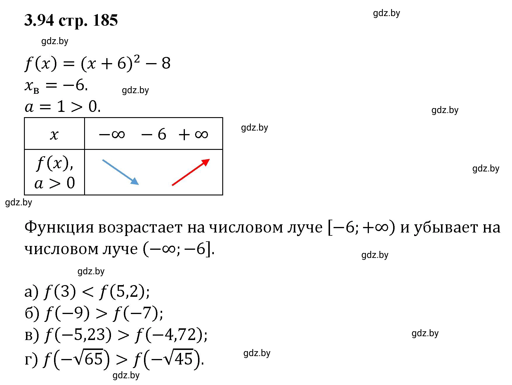 Решение номер 3.94 (страница 185) гдз по алгебре 8 класс Арефьева, Пирютко, учебник