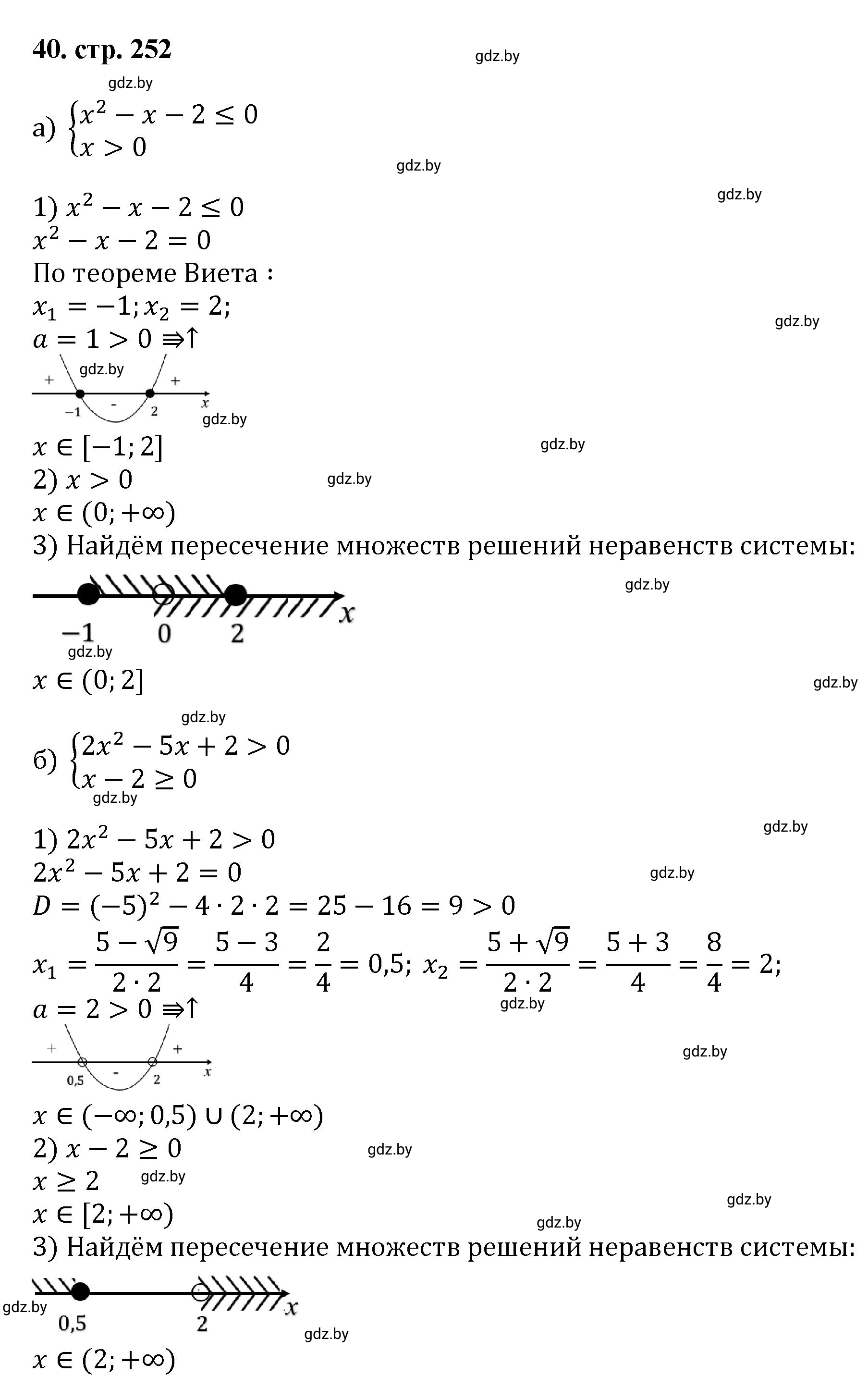 Решение номер 40 (страница 252) гдз по алгебре 8 класс Арефьева, Пирютко, учебник