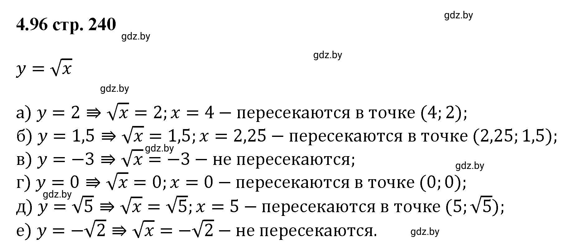 Решение номер 4.96 (страница 240) гдз по алгебре 8 класс Арефьева, Пирютко, учебник