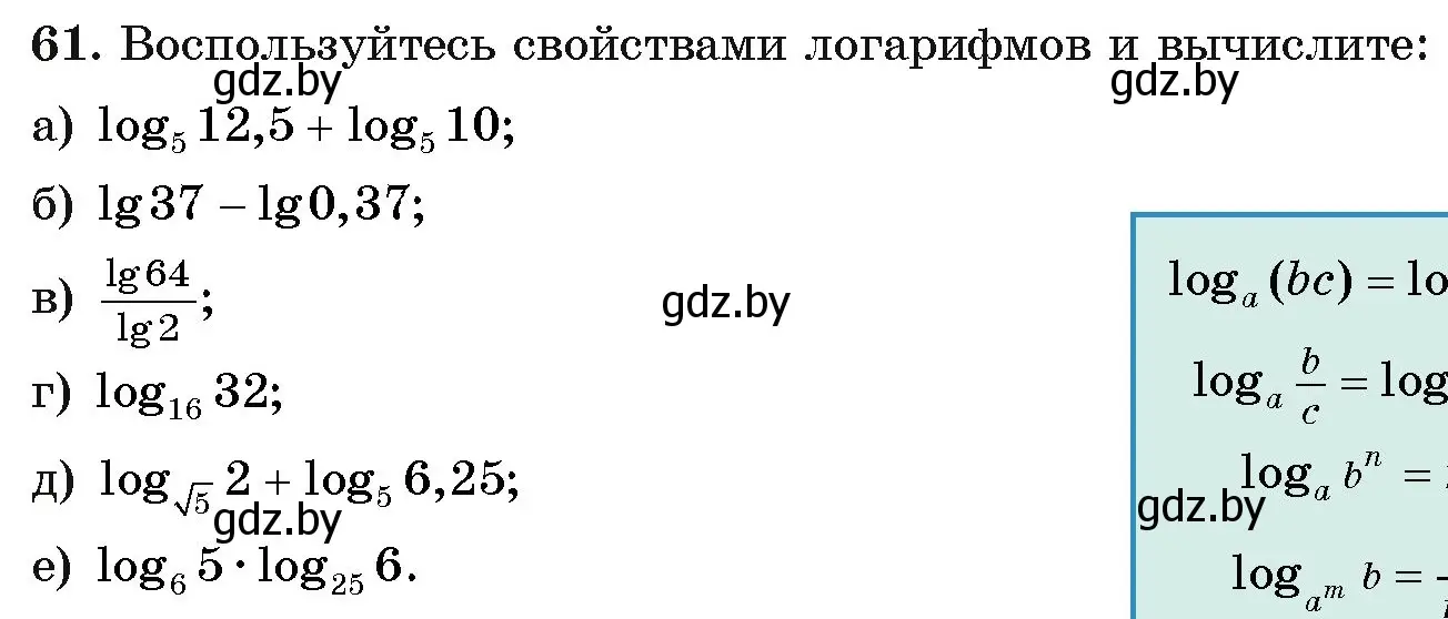 Условие номер 61 (страница 173) гдз по алгебре 11 класс Арефьева, Пирютко, учебник