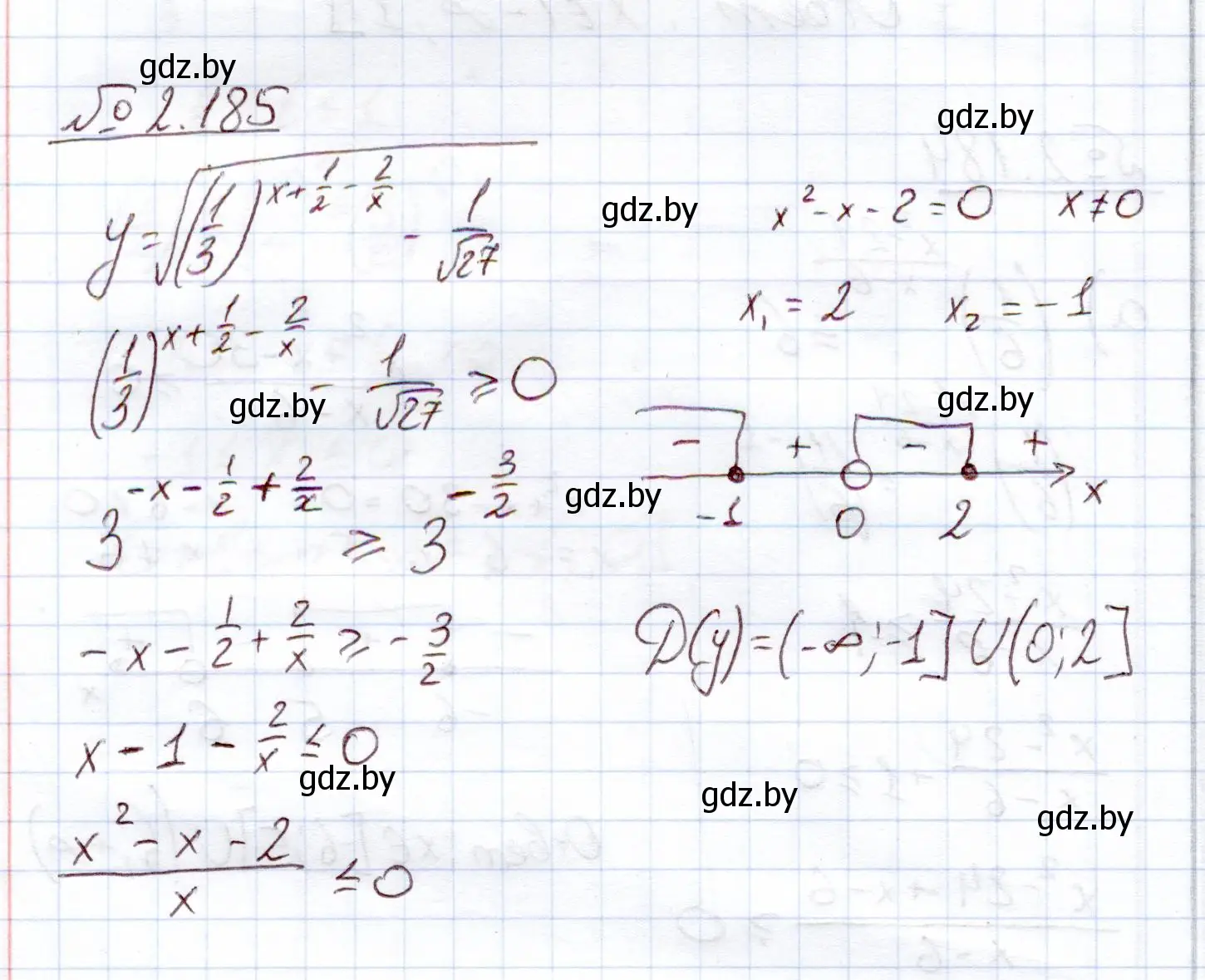 Решение номер 2.185 (страница 92) гдз по алгебре 11 класс Арефьева, Пирютко, учебник