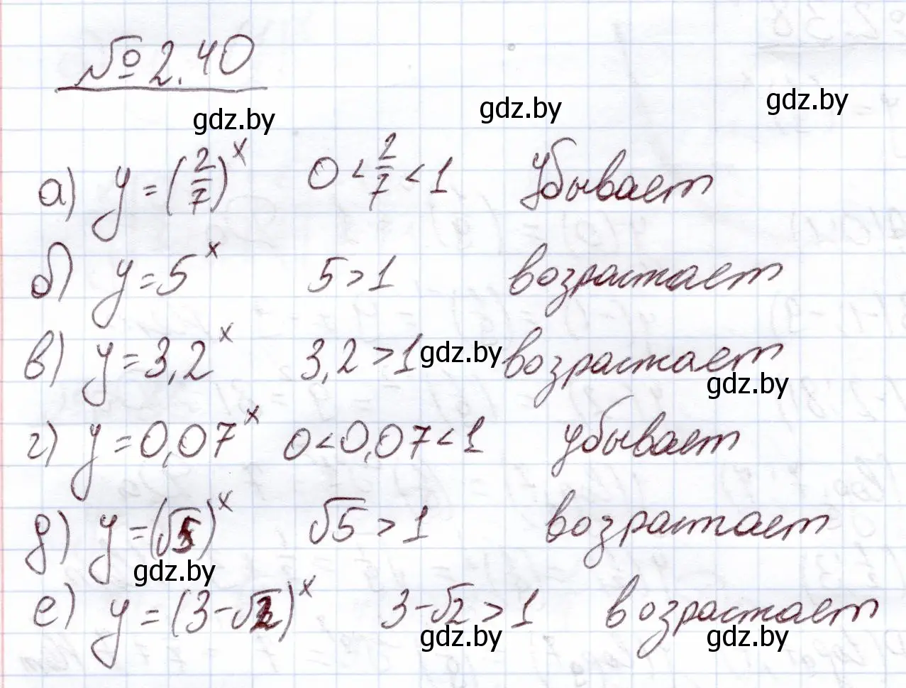 Решение номер 2.40 (страница 57) гдз по алгебре 11 класс Арефьева, Пирютко, учебник