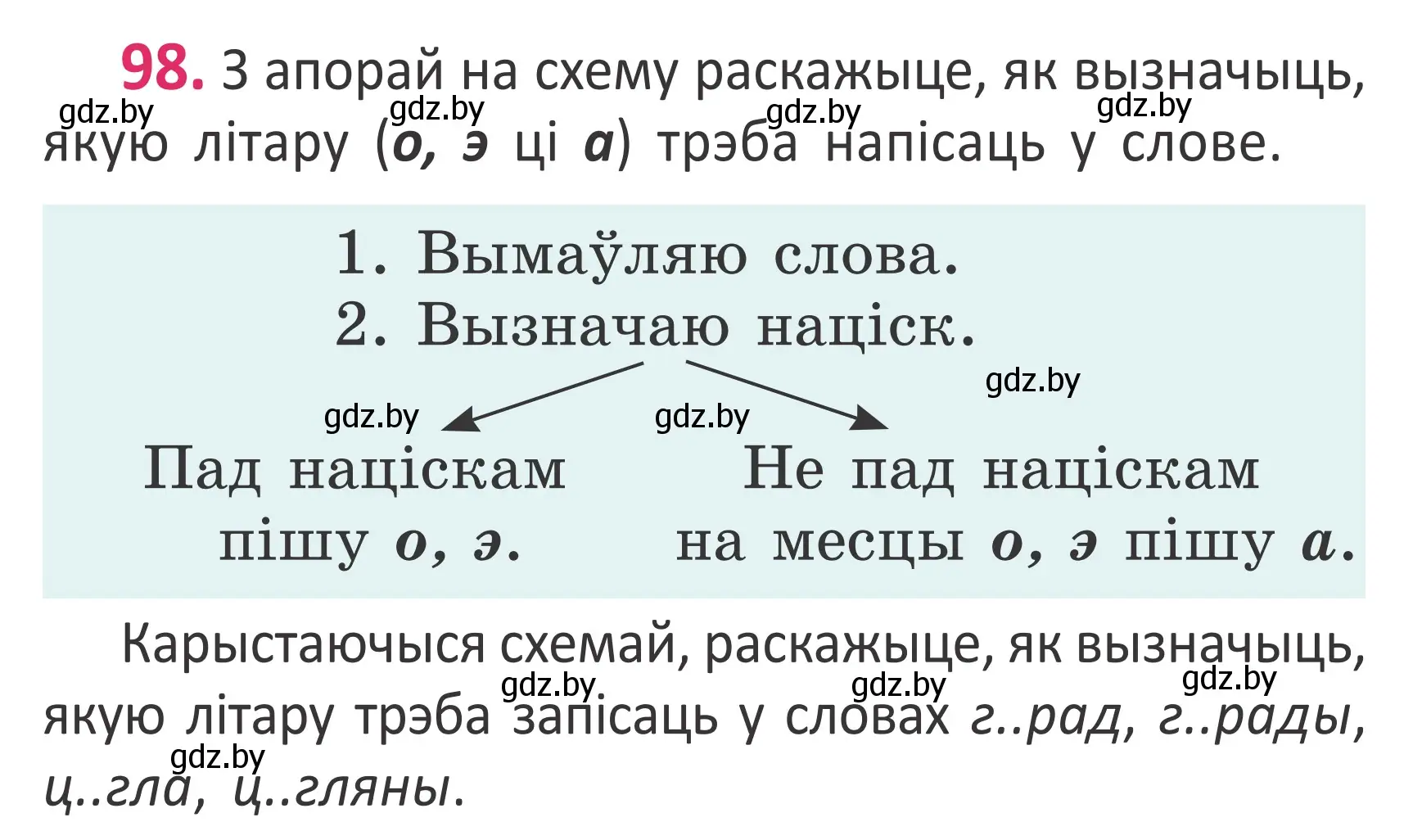 Условие номер 98 (страница 69) гдз по белорусскому языку 2 класс Антановіч, Антонава, учебник 1 часть