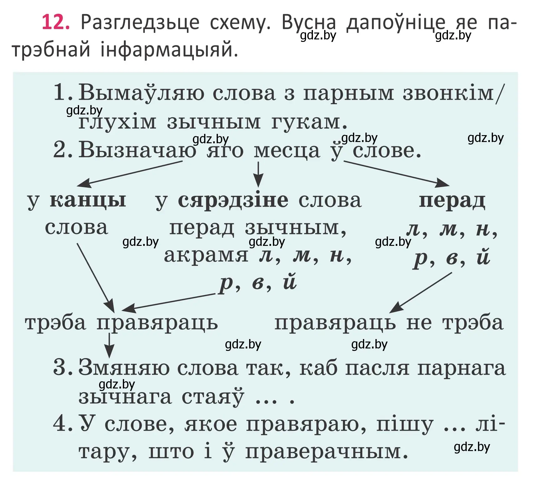 Условие номер 12 (страница 12) гдз по белорусскому языку 2 класс Антановіч, Антонава, учебник 2 часть