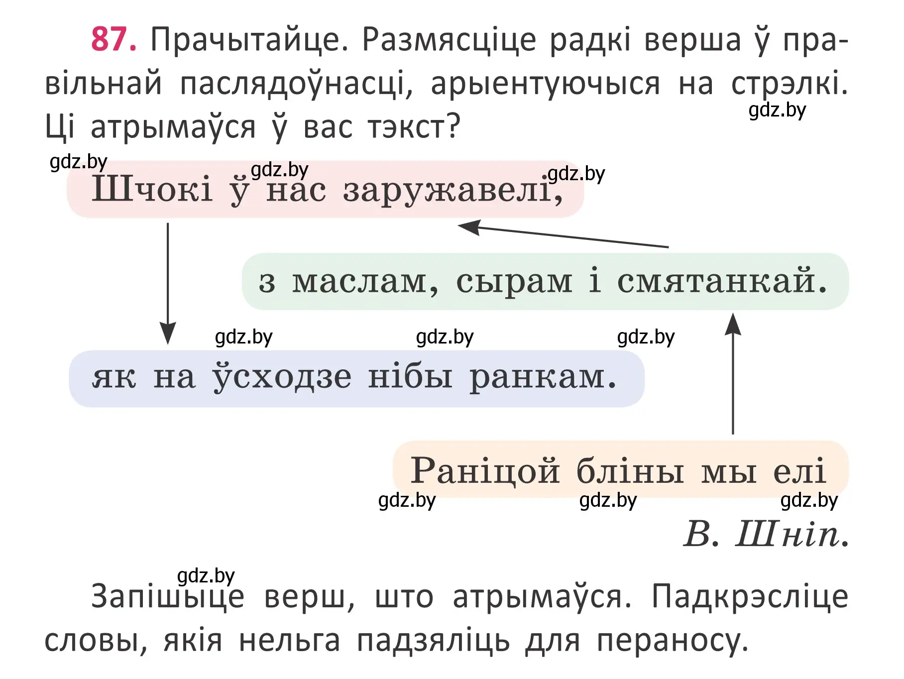 Условие номер 87 (страница 64) гдз по белорусскому языку 2 класс Антановіч, Антонава, учебник 2 часть