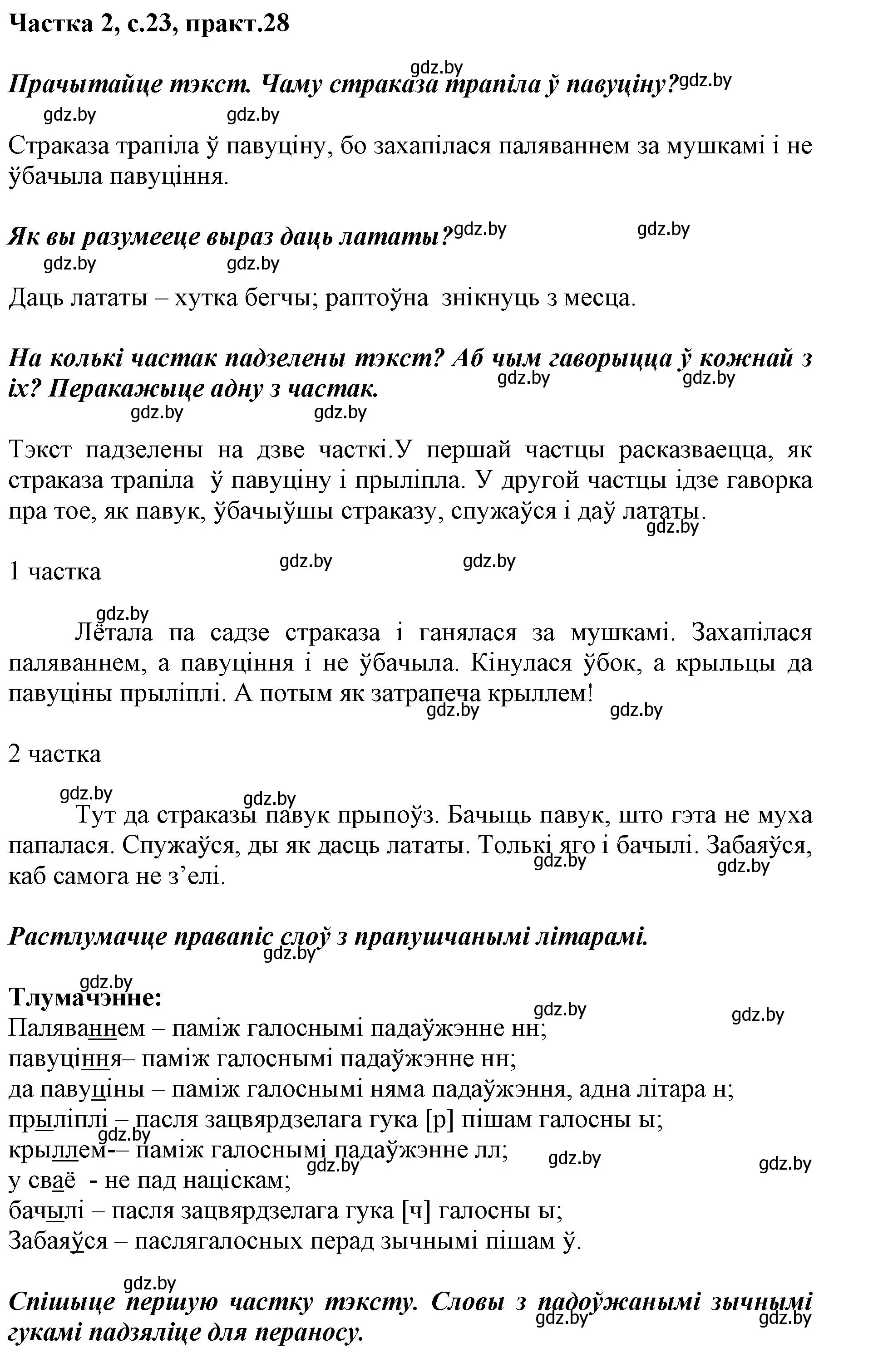 Решение номер 28 (страница 23) гдз по белорусскому языку 2 класс Антановіч, Антонава, учебник 2 часть