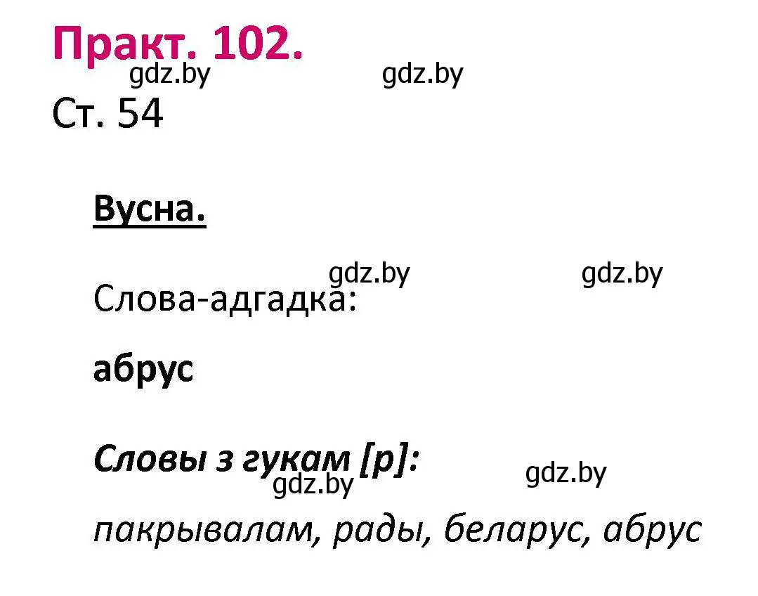 Решение номер 102 (страница 54) гдз по белорусскому языку 2 класс Свириденко, учебник 1 часть