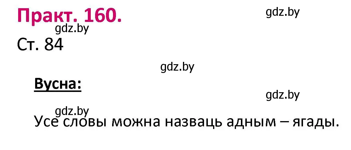 Решение номер 160 (страница 84) гдз по белорусскому языку 2 класс Свириденко, учебник 1 часть