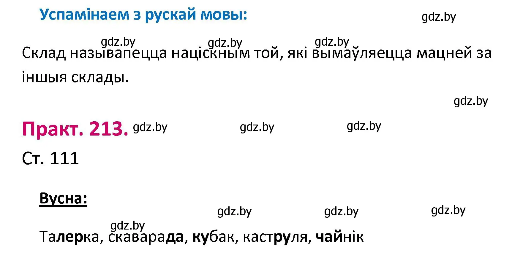 Решение номер 213 (страница 111) гдз по белорусскому языку 2 класс Свириденко, учебник 1 часть