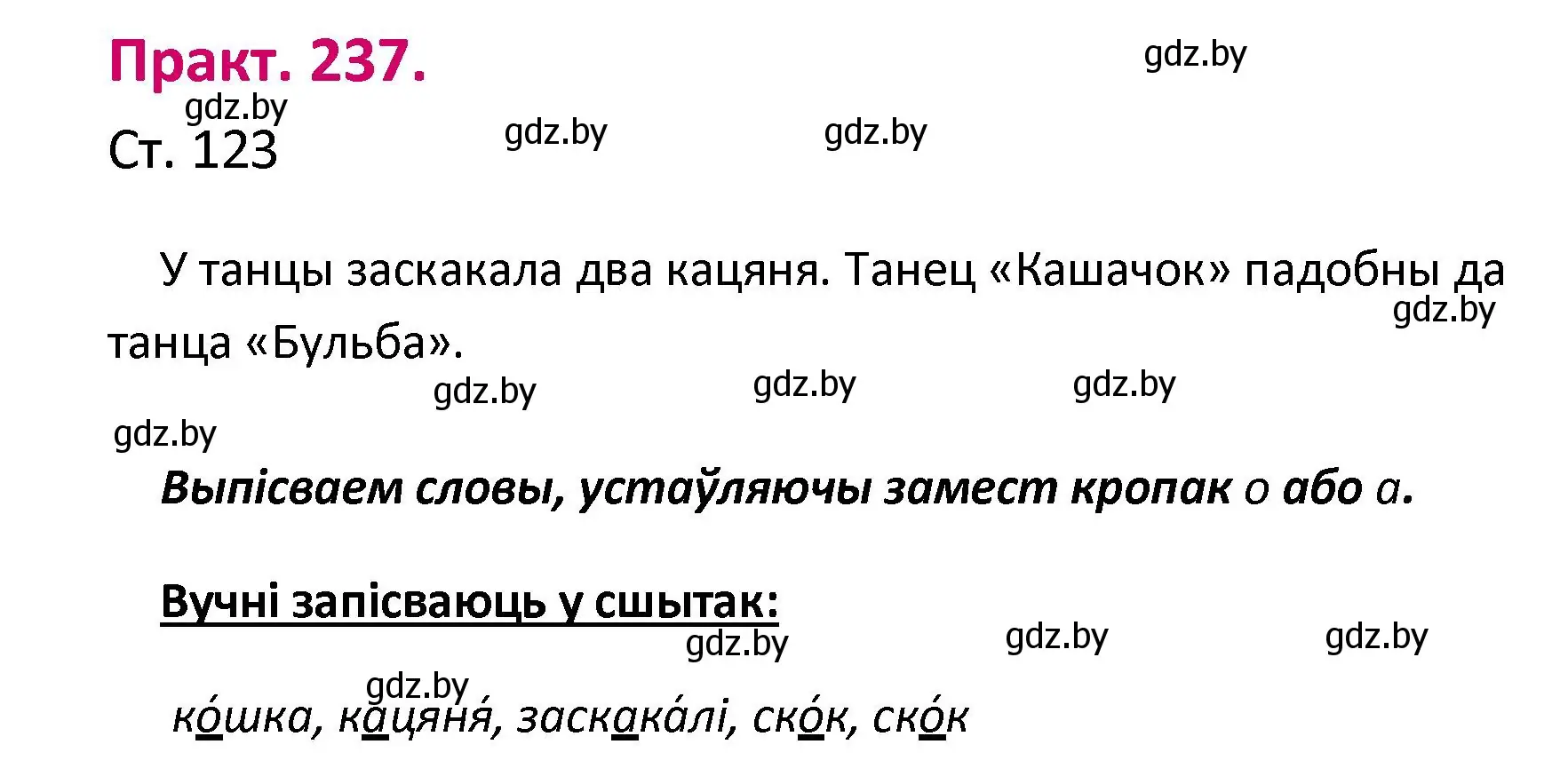 Решение номер 237 (страница 123) гдз по белорусскому языку 2 класс Свириденко, учебник 1 часть