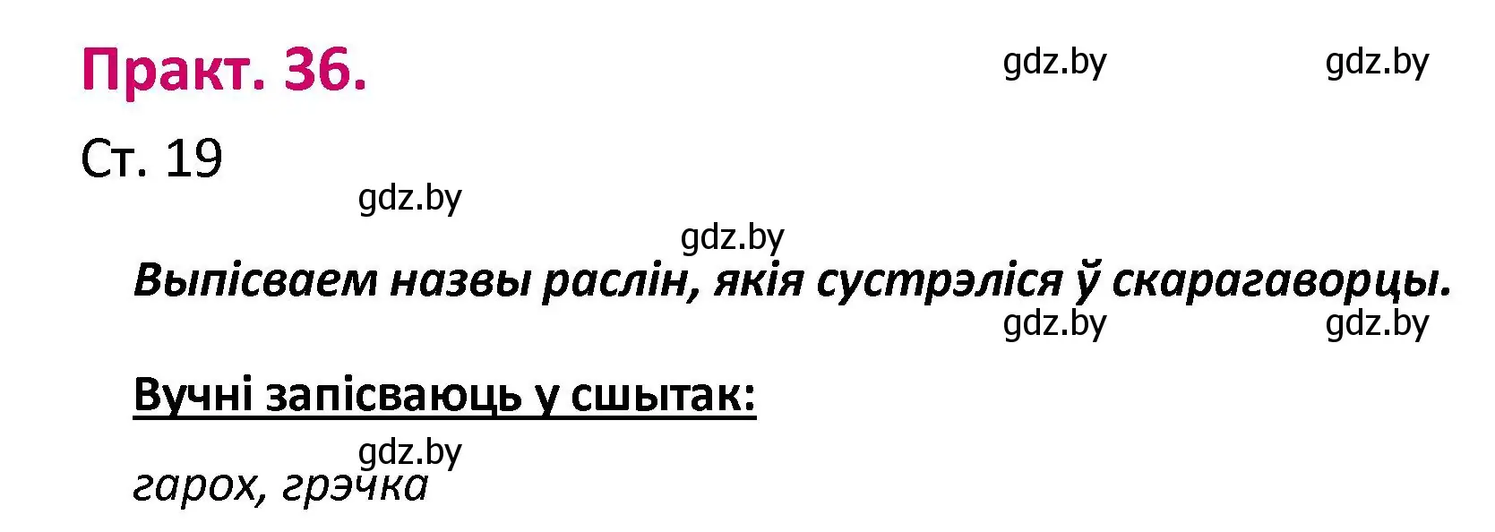 Решение номер 36 (страница 19) гдз по белорусскому языку 2 класс Свириденко, учебник 1 часть