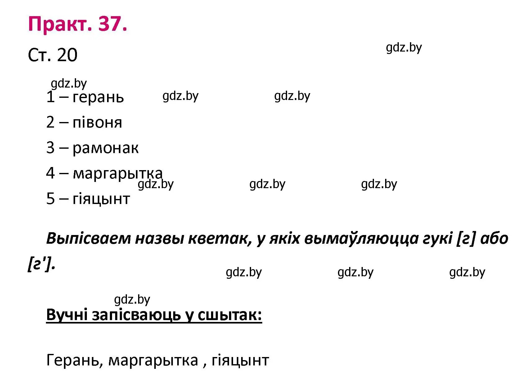 Решение номер 37 (страница 20) гдз по белорусскому языку 2 класс Свириденко, учебник 1 часть