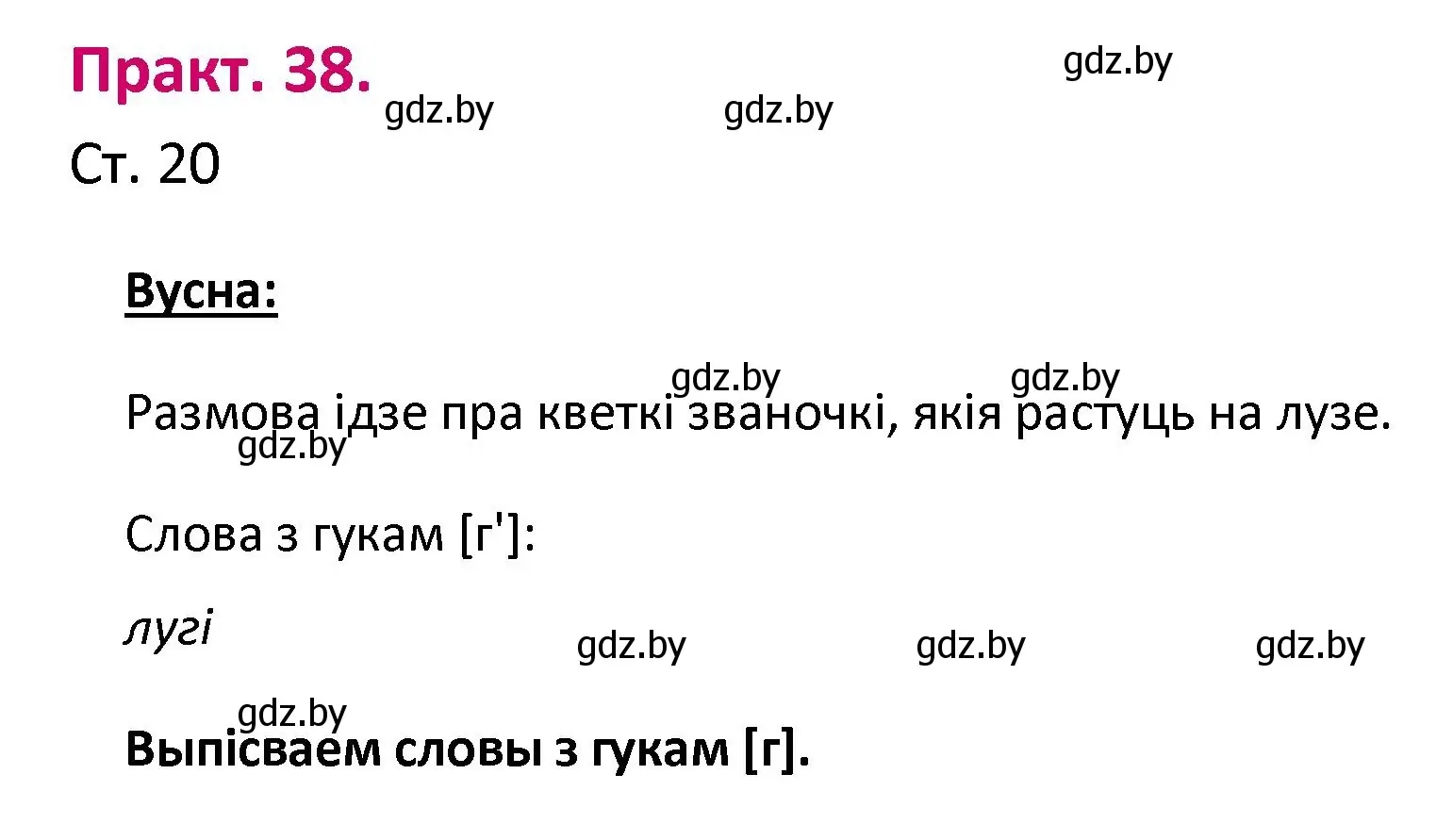 Решение номер 38 (страница 20) гдз по белорусскому языку 2 класс Свириденко, учебник 1 часть