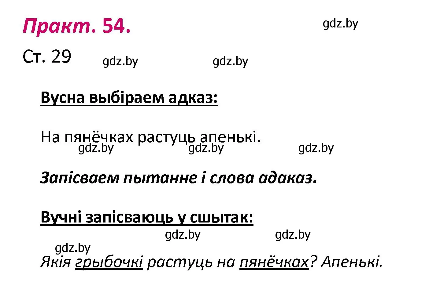 Решение номер 54 (страница 29) гдз по белорусскому языку 2 класс Свириденко, учебник 1 часть