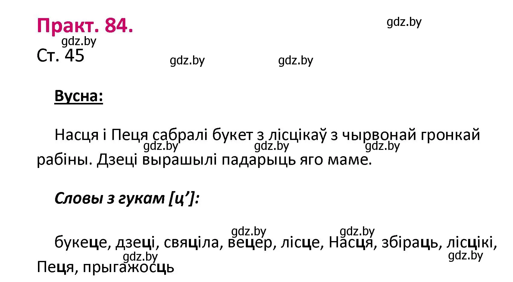 Решение номер 84 (страница 45) гдз по белорусскому языку 2 класс Свириденко, учебник 1 часть