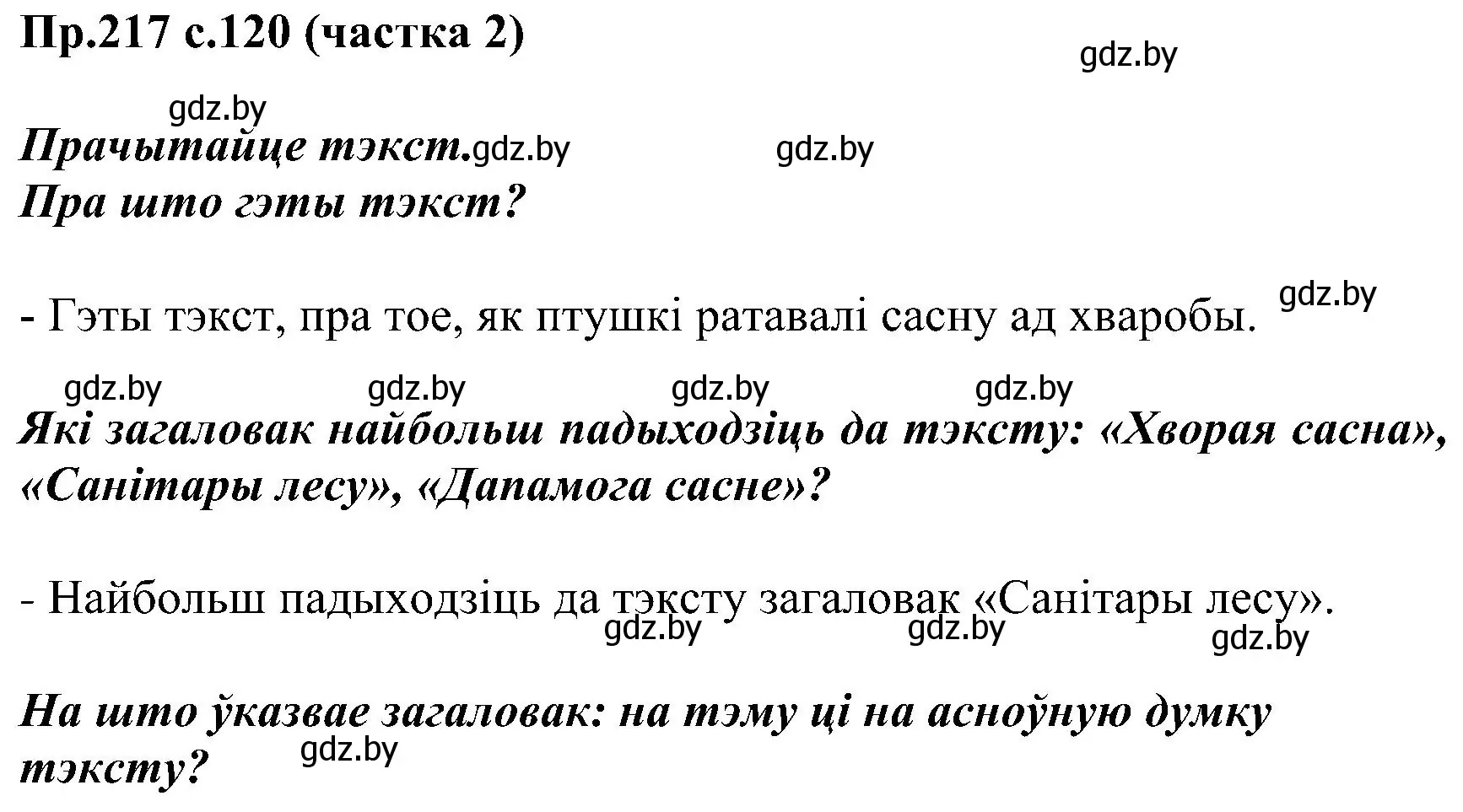 Решение номер 217 (страница 120) гдз по белорусскому языку 2 класс Свириденко, учебник 2 часть