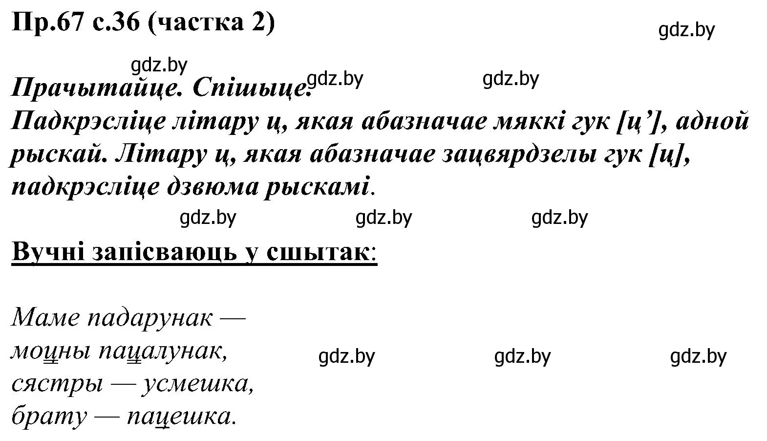 Решение номер 67 (страница 36) гдз по белорусскому языку 2 класс Свириденко, учебник 2 часть