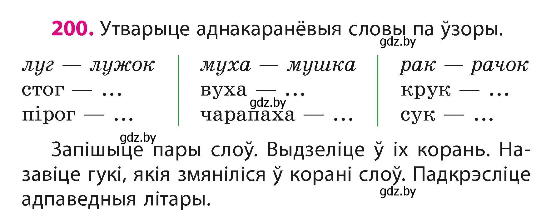 Условие номер 200 (страница 121) гдз по белорусскому языку 3 класс Свириденко, учебник 1 часть