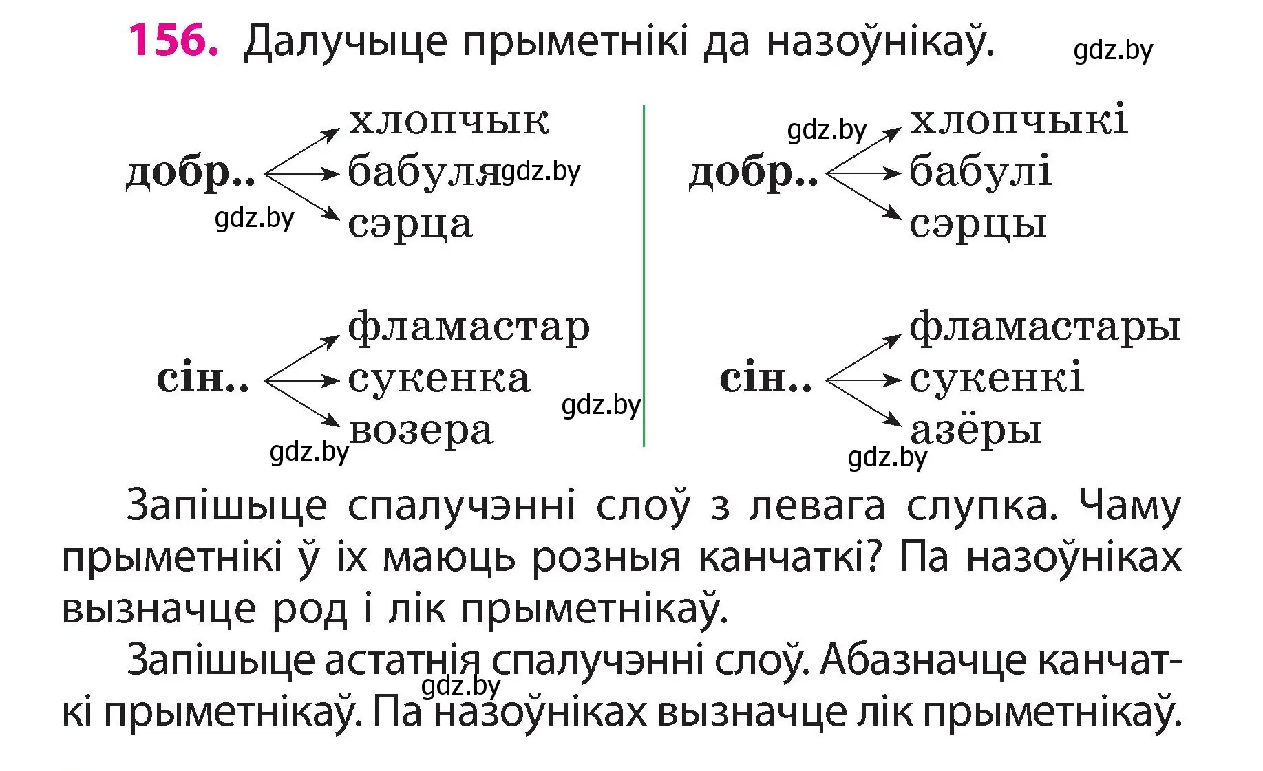 Условие номер 156 (страница 90) гдз по белорусскому языку 3 класс Свириденко, учебник 2 часть