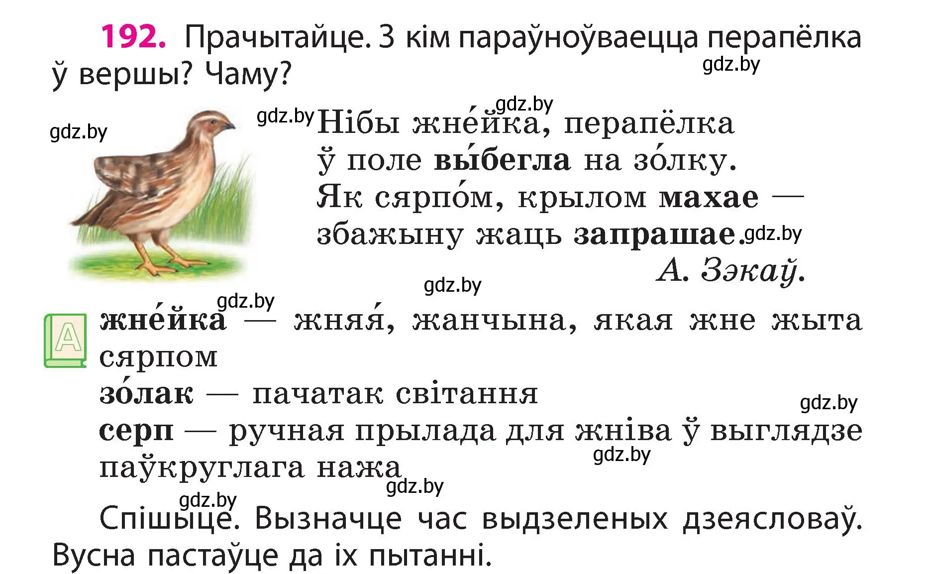 Условие номер 192 (страница 108) гдз по белорусскому языку 3 класс Свириденко, учебник 2 часть