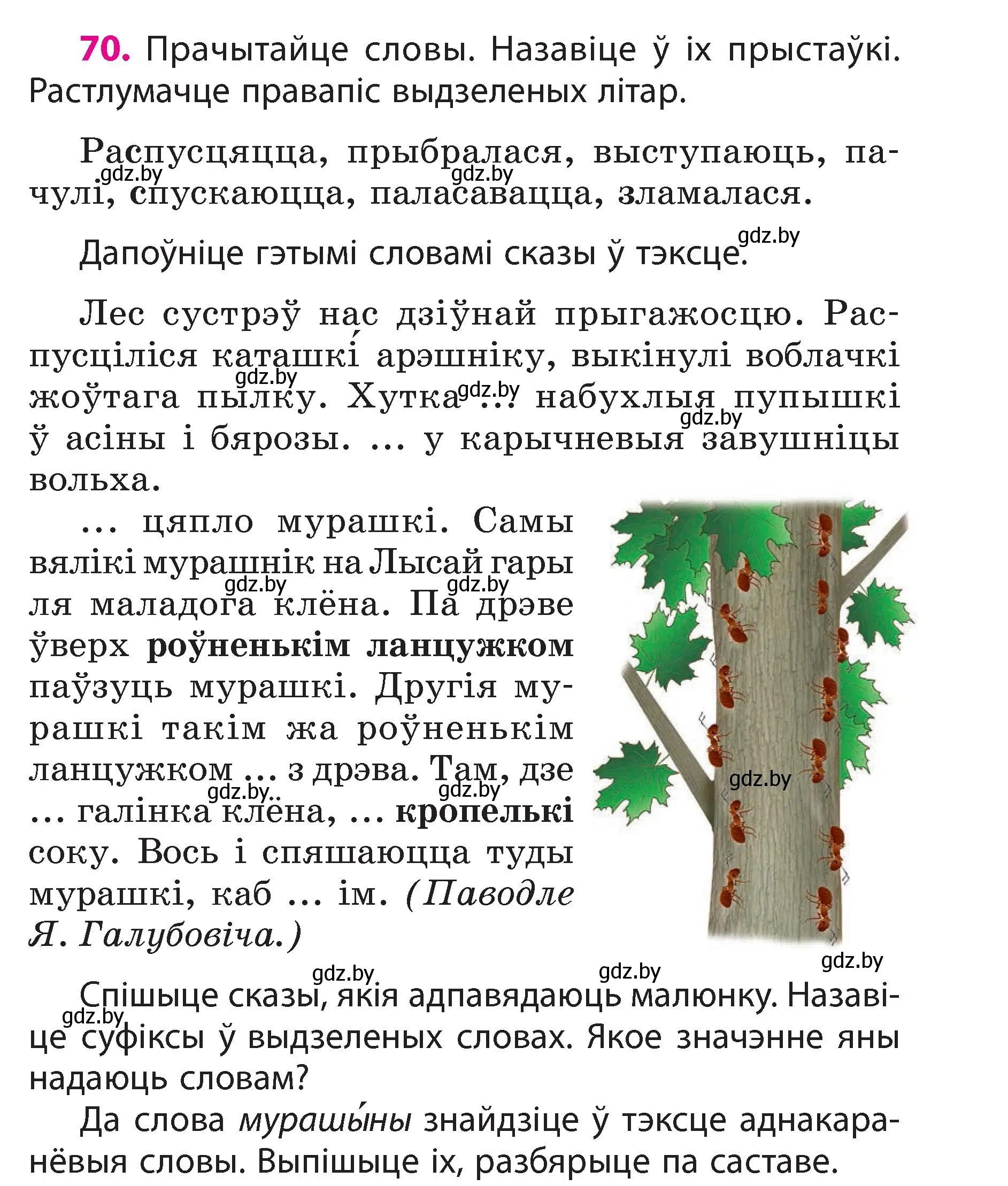 Условие номер 70 (страница 41) гдз по белорусскому языку 3 класс Свириденко, учебник 2 часть