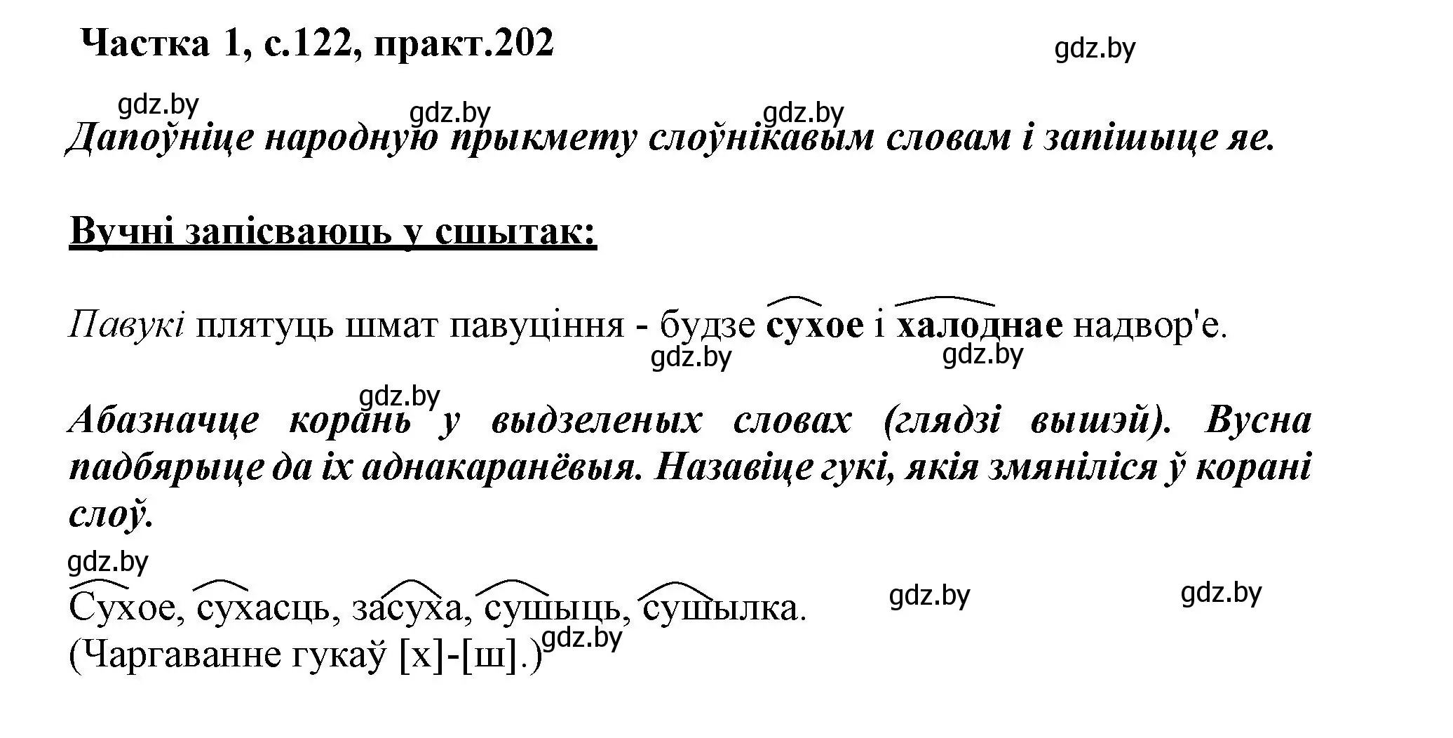 Решение номер 202 (страница 122) гдз по белорусскому языку 3 класс Свириденко, учебник 1 часть