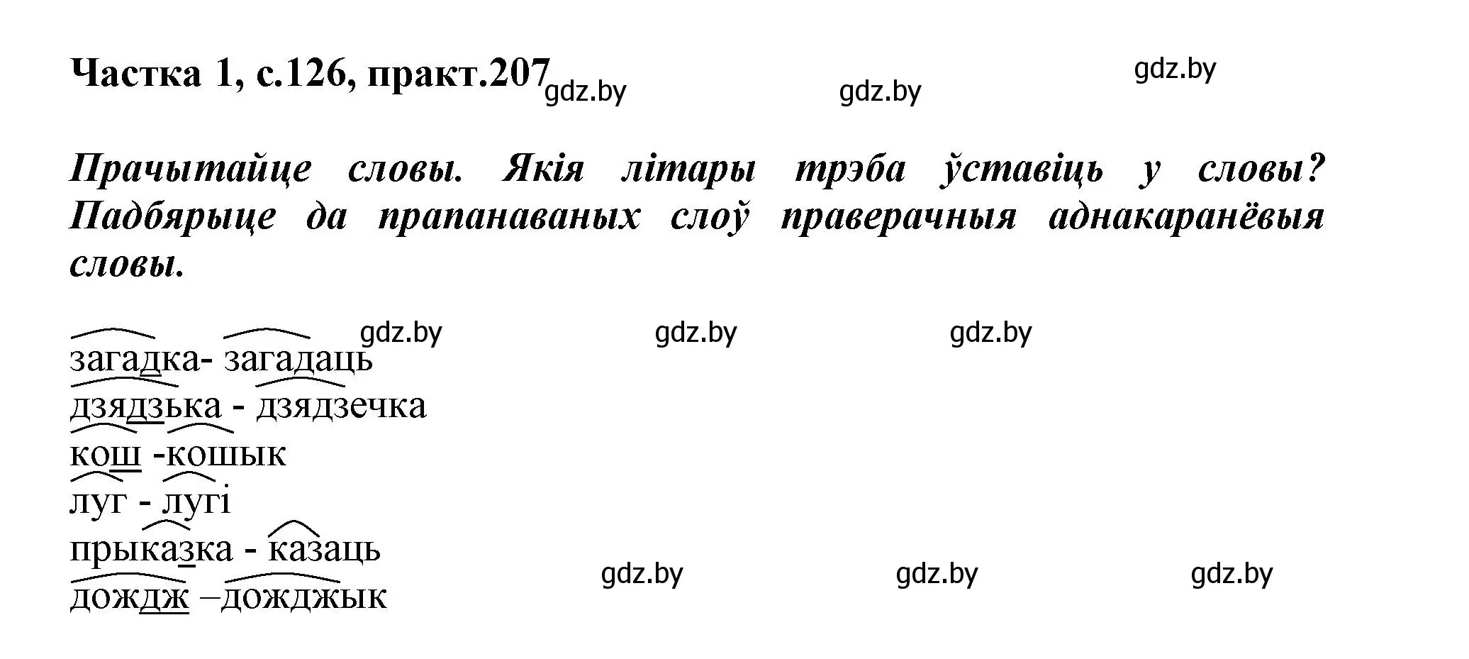 Решение номер 207 (страница 126) гдз по белорусскому языку 3 класс Свириденко, учебник 1 часть