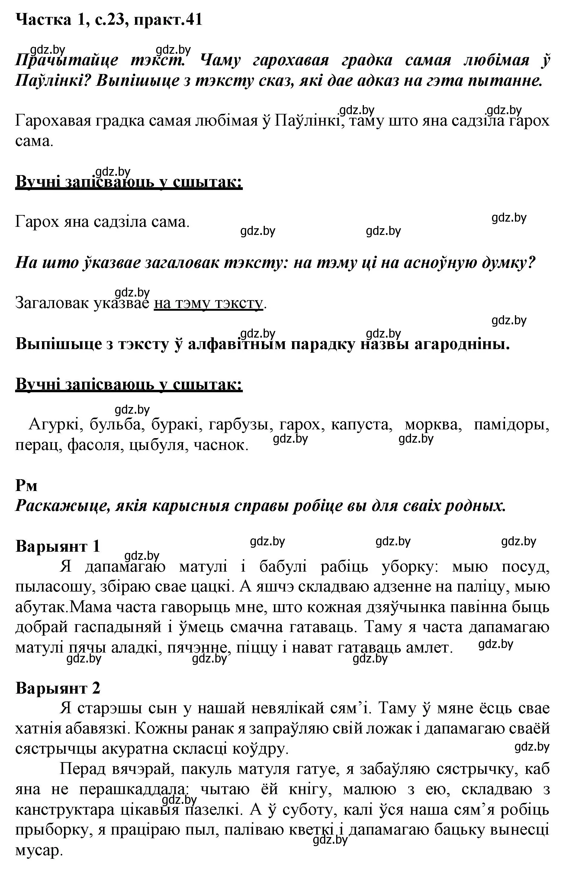 Решение номер 41 (страница 23) гдз по белорусскому языку 3 класс Свириденко, учебник 1 часть