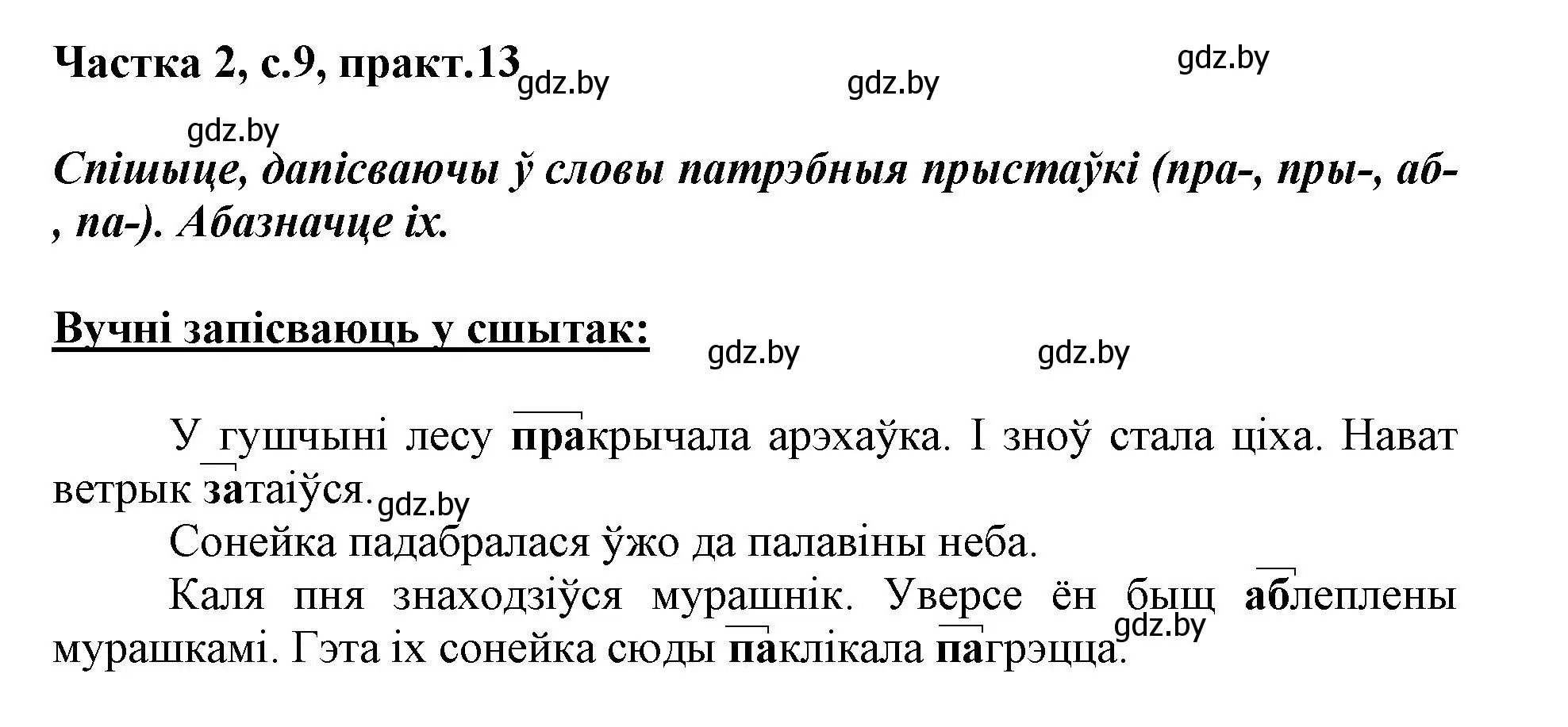 Решение номер 13 (страница 9) гдз по белорусскому языку 3 класс Свириденко, учебник 2 часть