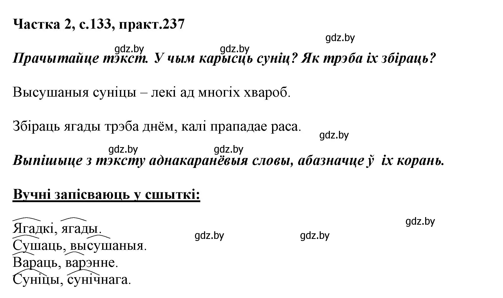 Решение номер 237 (страница 133) гдз по белорусскому языку 3 класс Свириденко, учебник 2 часть