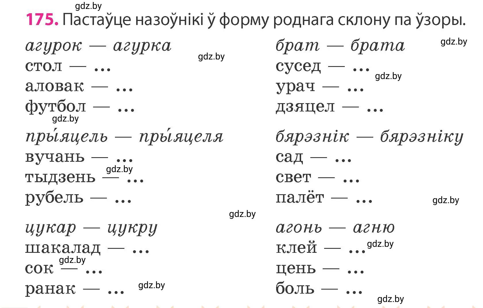 Условие номер 175 (страница 108) гдз по белорусскому языку 4 класс Свириденко, учебник