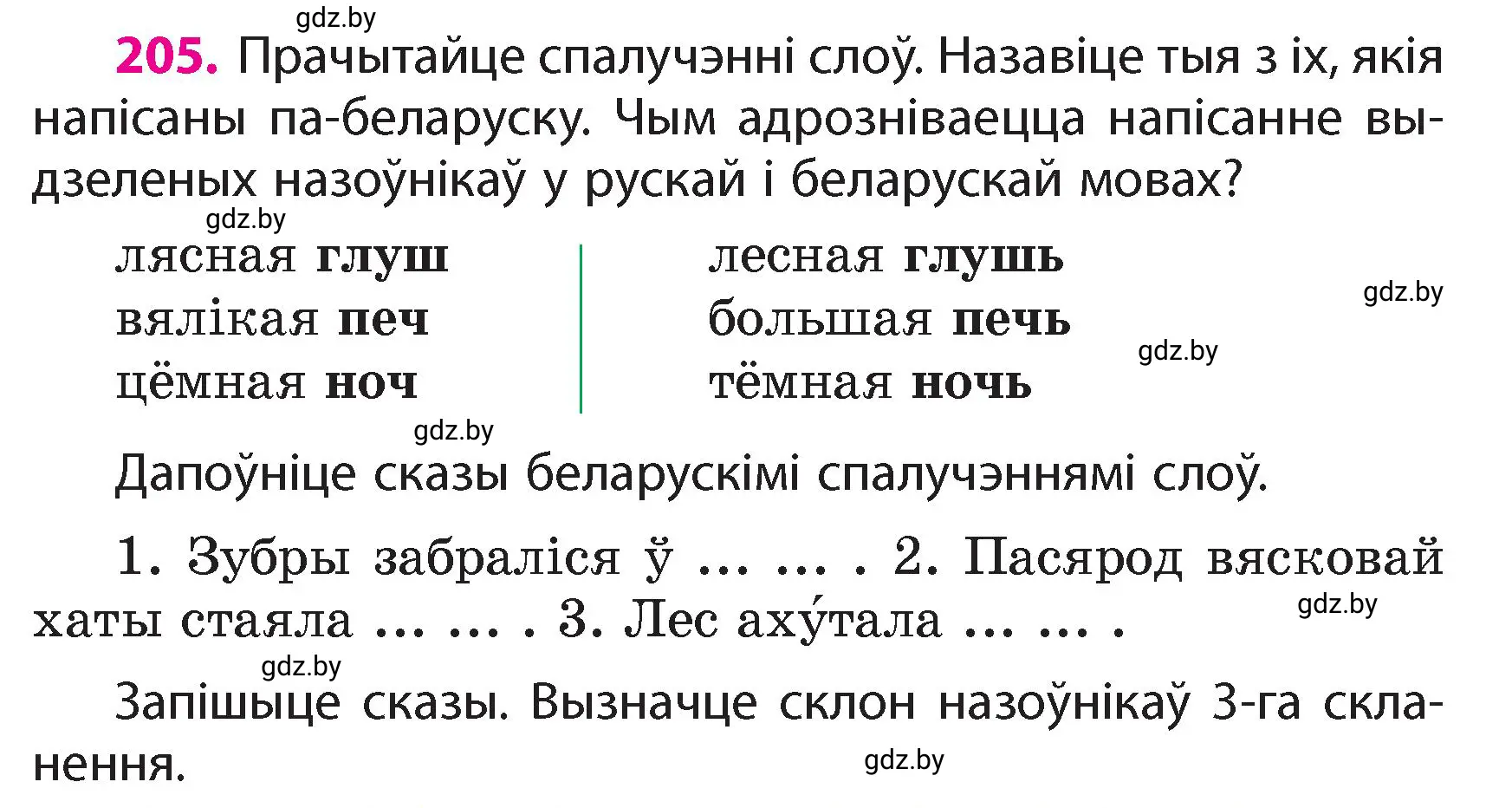 Условие номер 205 (страница 123) гдз по белорусскому языку 4 класс Свириденко, учебник