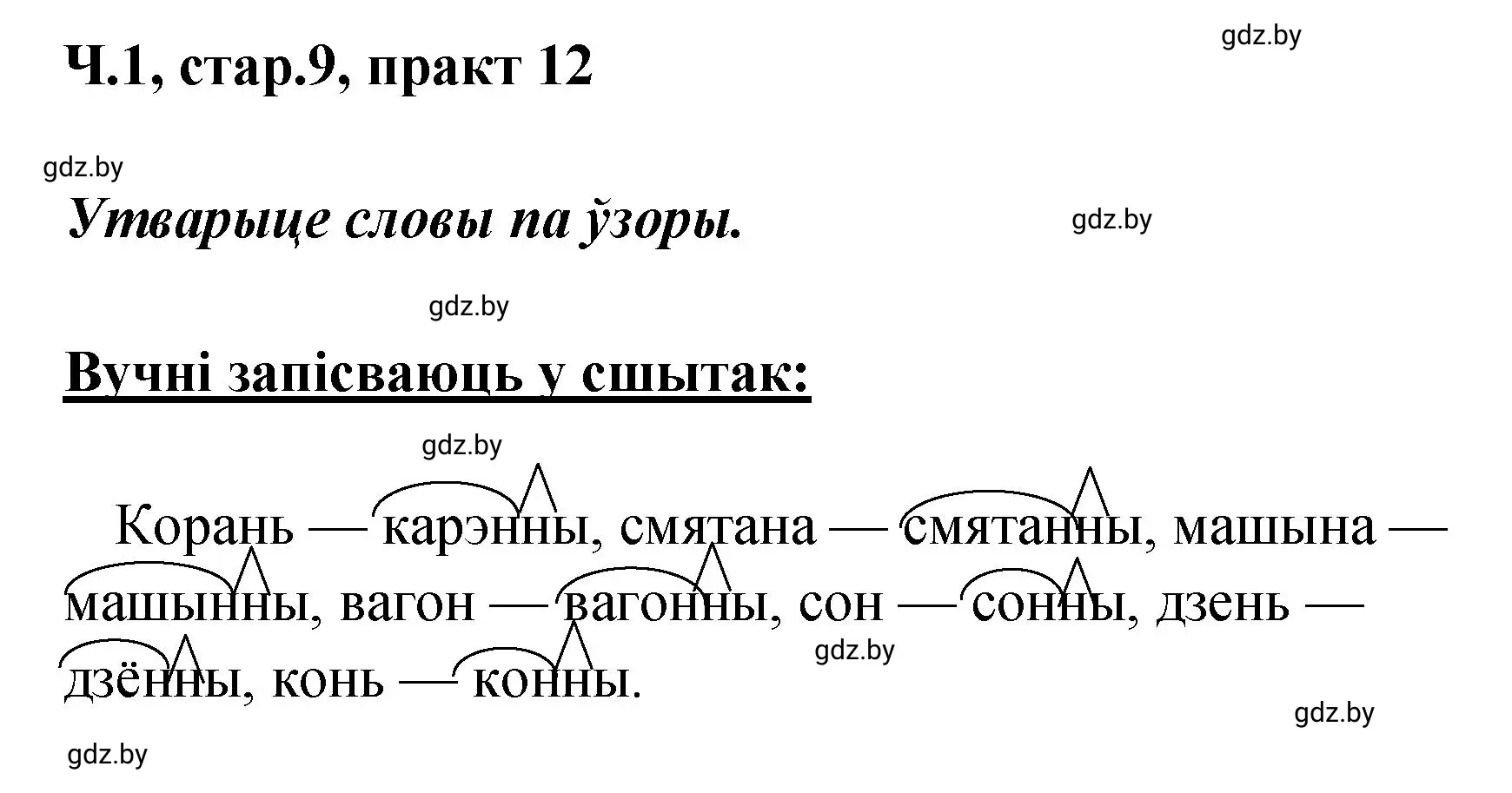 Решение номер 12 (страница 9) гдз по белорусскому языку 4 класс Свириденко, учебник