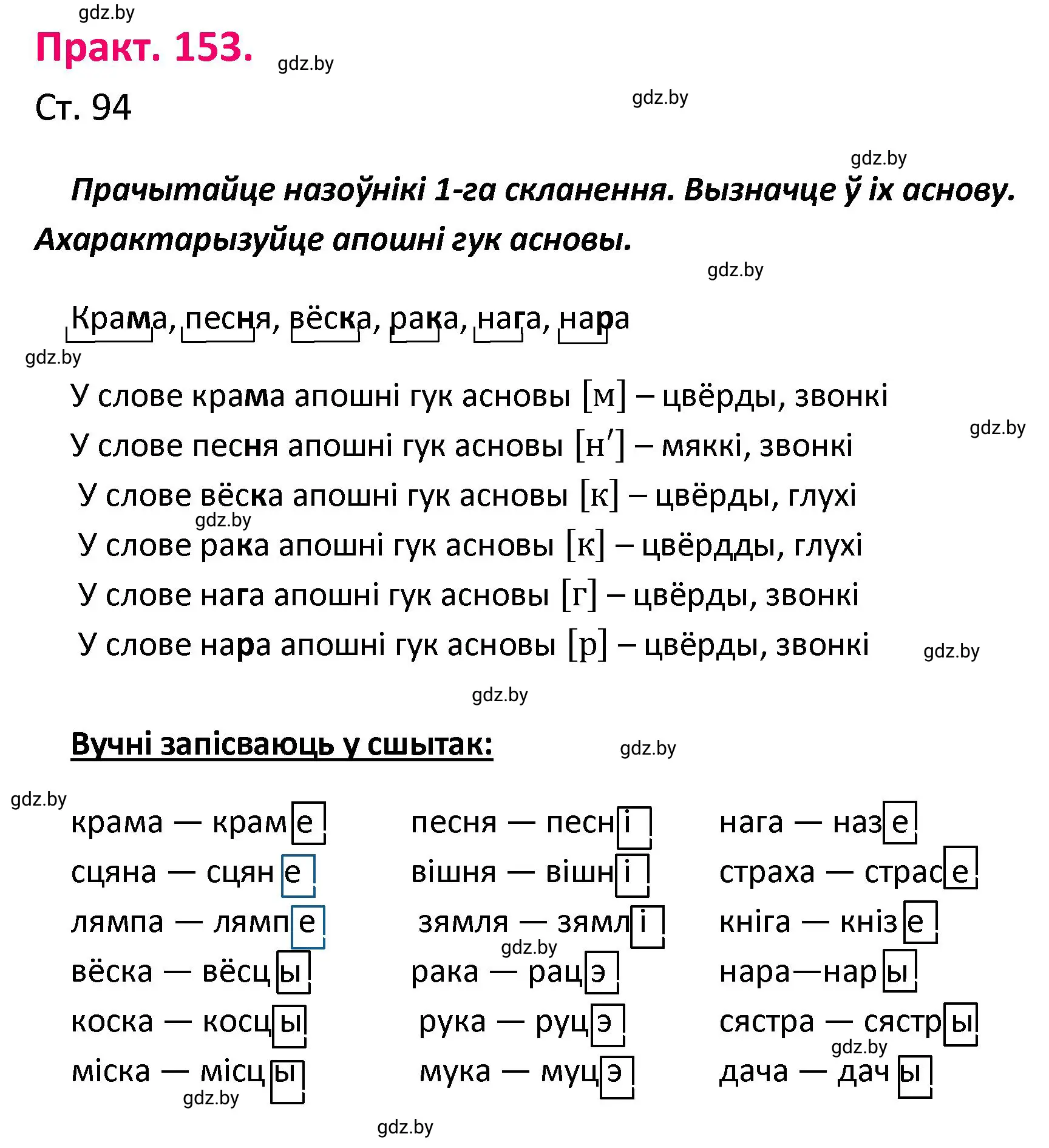 Решение номер 153 (страница 94) гдз по белорусскому языку 4 класс Свириденко, учебник