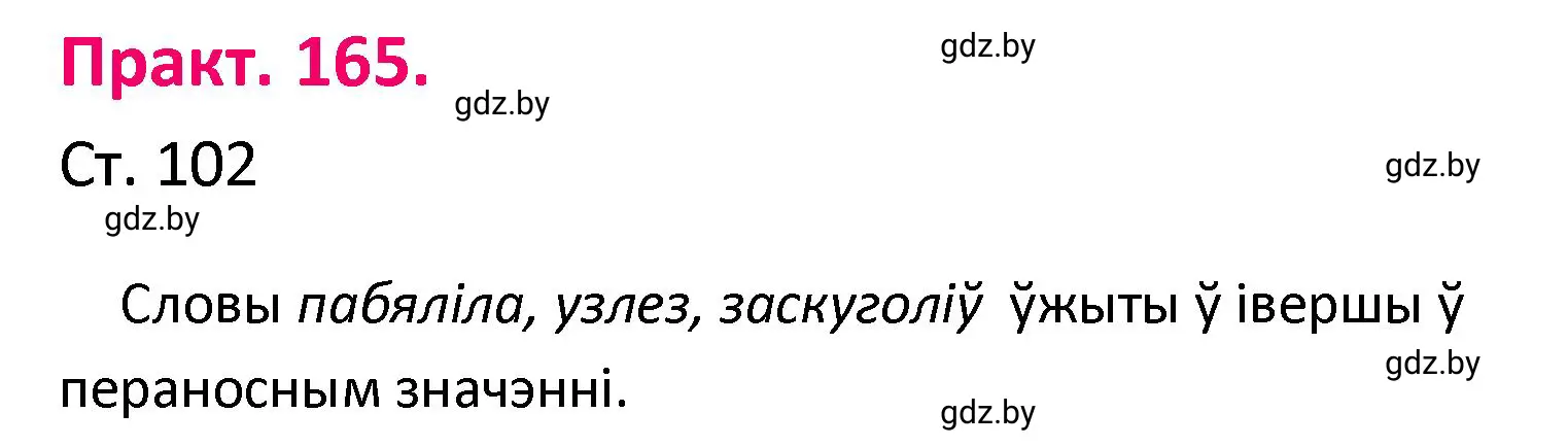 Решение номер 165 (страница 102) гдз по белорусскому языку 4 класс Свириденко, учебник