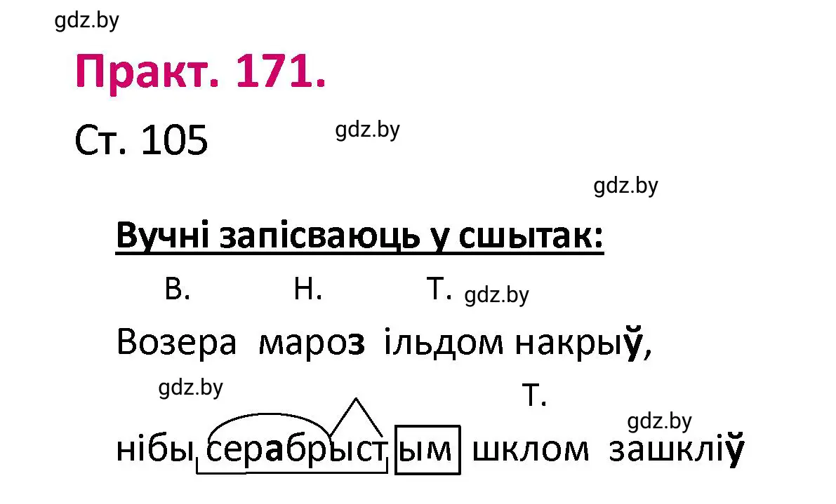 Решение номер 171 (страница 105) гдз по белорусскому языку 4 класс Свириденко, учебник