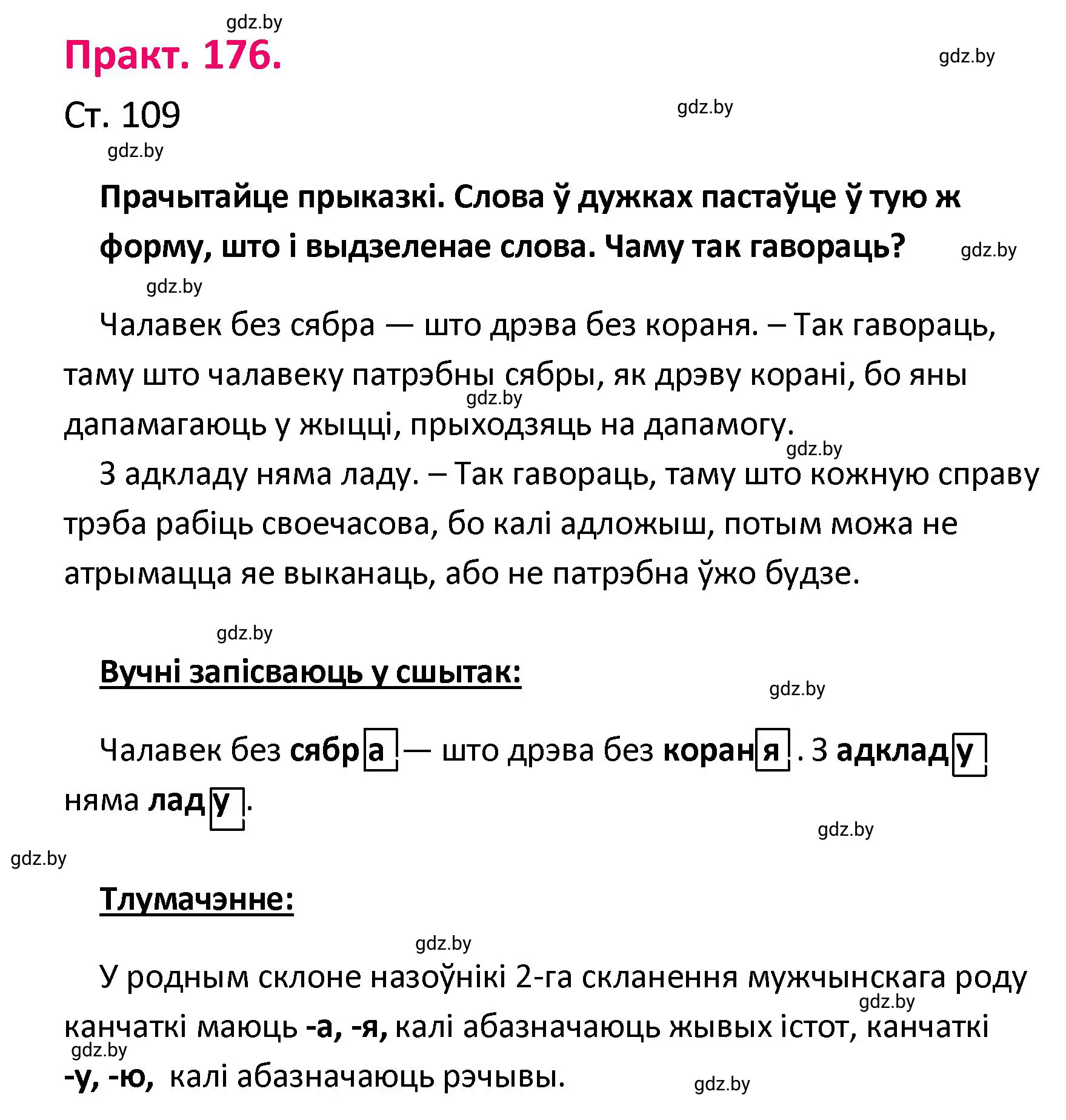 Решение номер 176 (страница 109) гдз по белорусскому языку 4 класс Свириденко, учебник