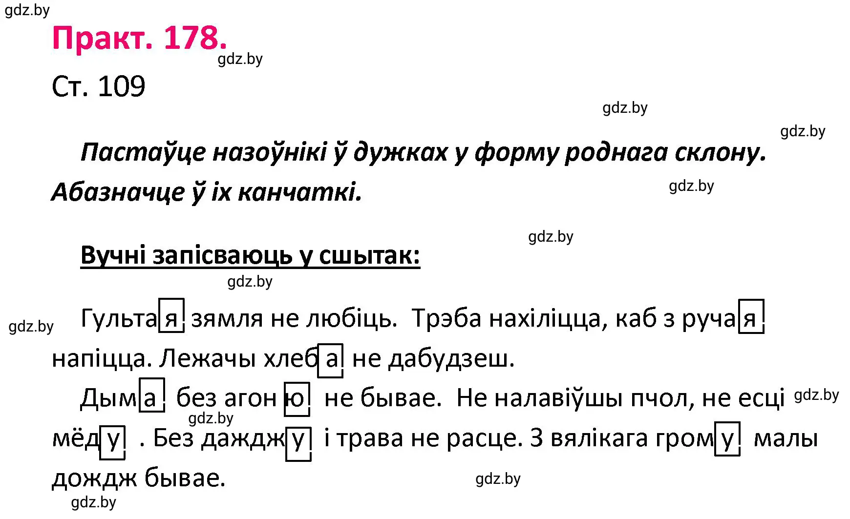 Решение номер 178 (страница 109) гдз по белорусскому языку 4 класс Свириденко, учебник