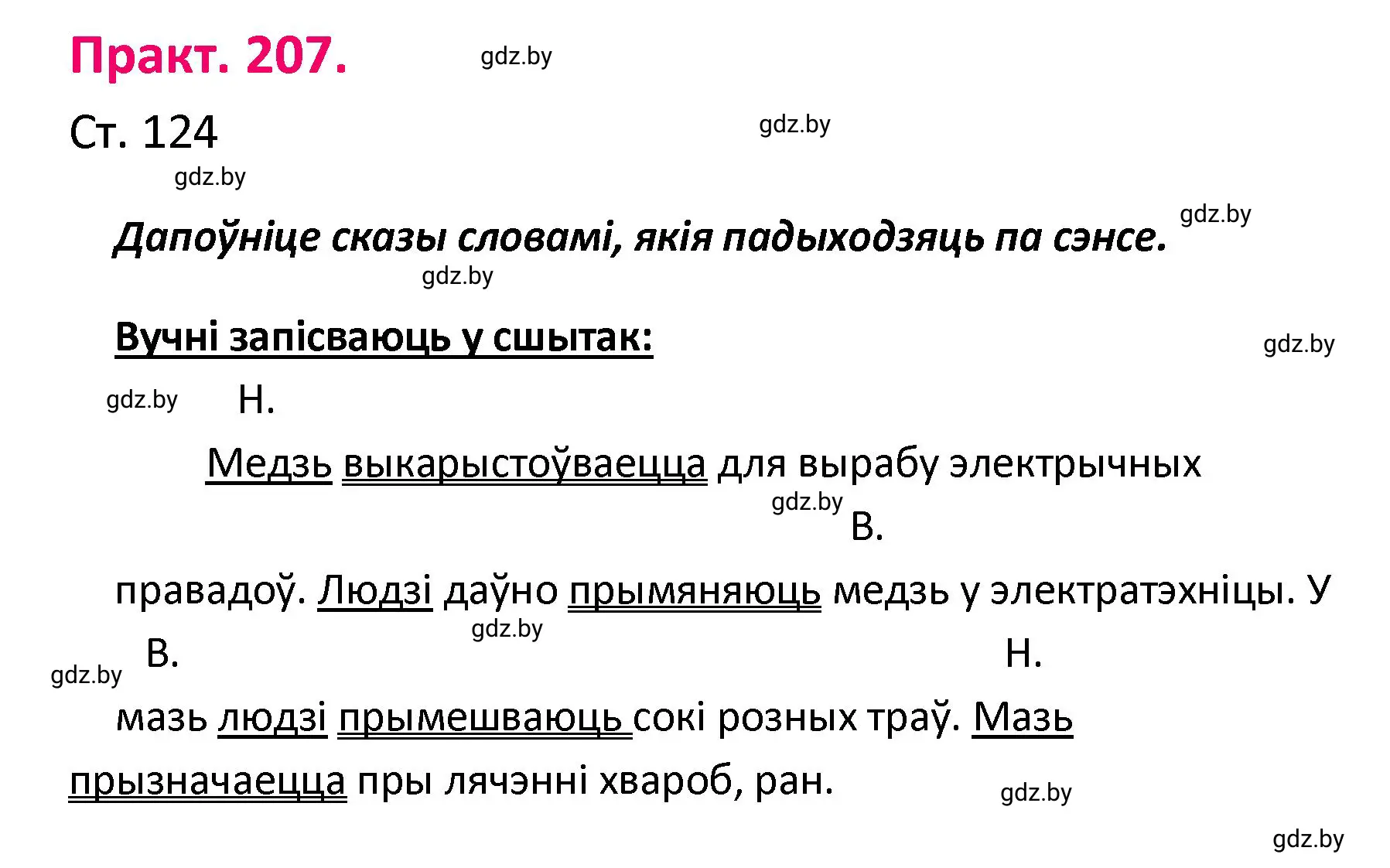 Решение номер 207 (страница 124) гдз по белорусскому языку 4 класс Свириденко, учебник