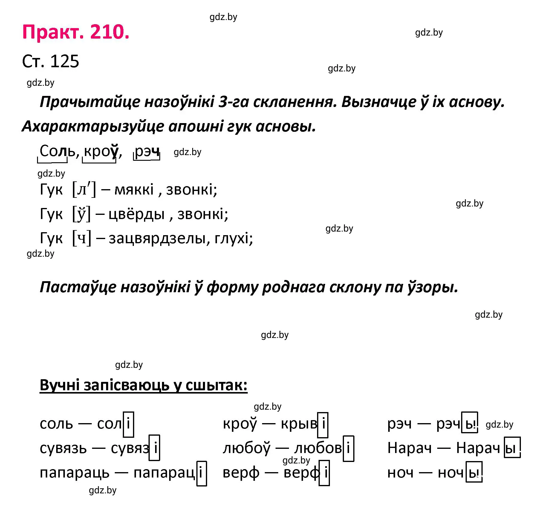 Решение номер 210 (страница 125) гдз по белорусскому языку 4 класс Свириденко, учебник