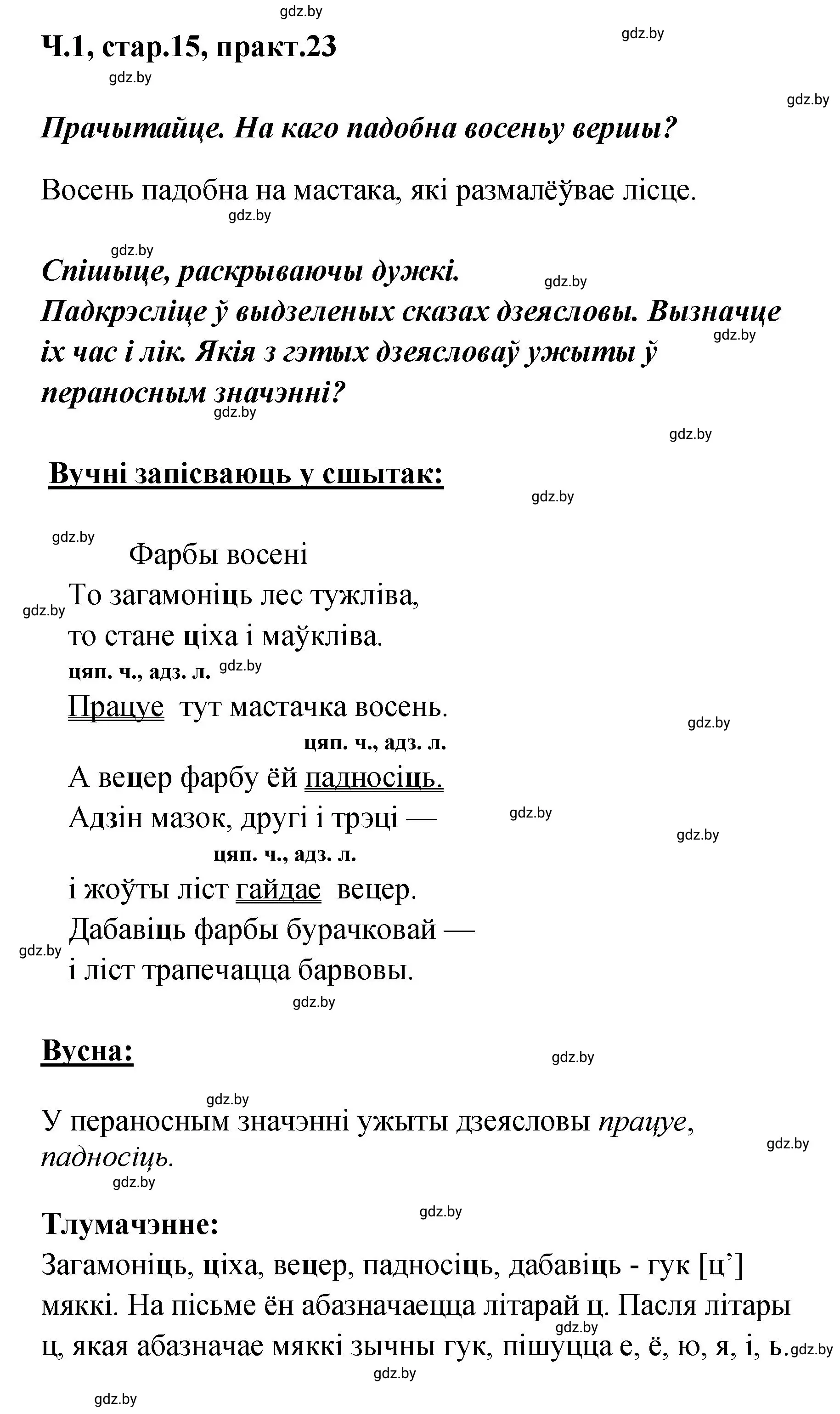 Решение номер 23 (страница 15) гдз по белорусскому языку 4 класс Свириденко, учебник