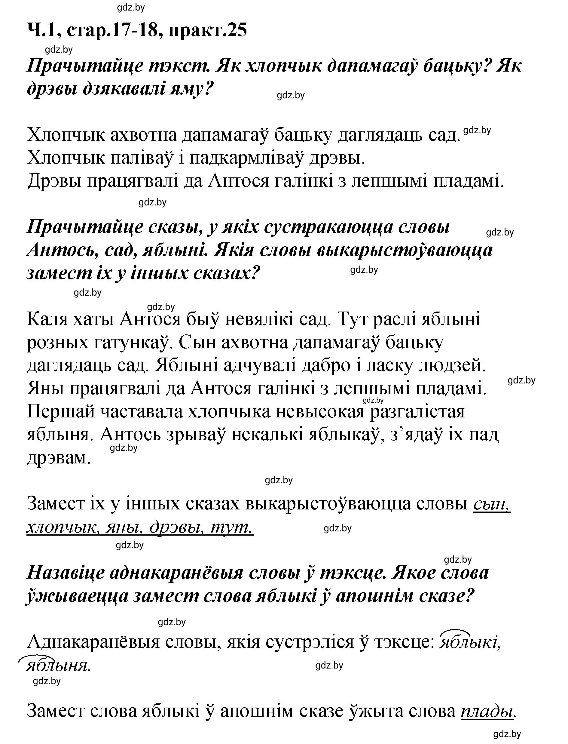 Решение номер 25 (страница 17) гдз по белорусскому языку 4 класс Свириденко, учебник