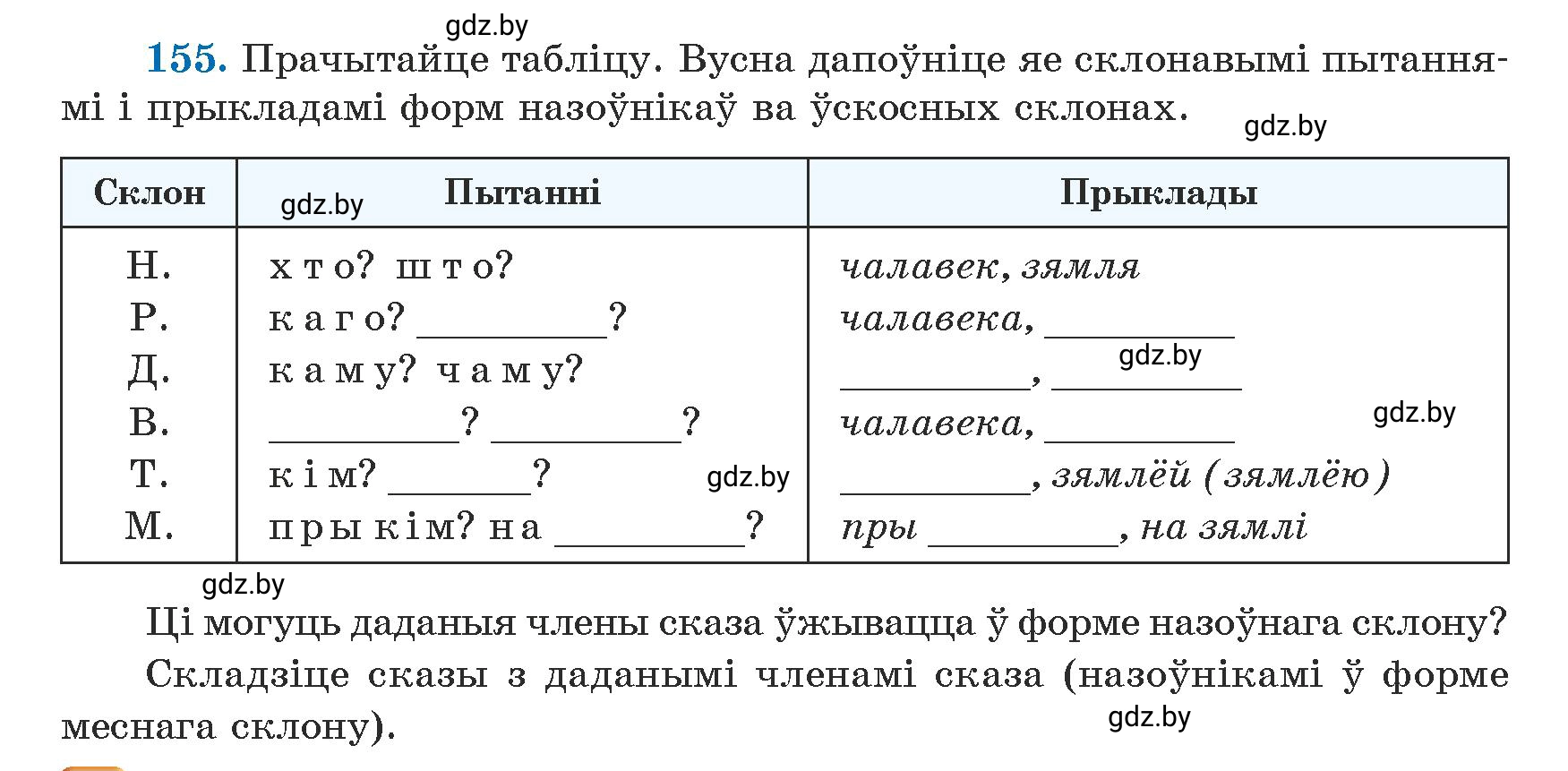 Условие номер 155 (страница 96) гдз по белорусскому языку 5 класс Валочка, Зелянко, учебник 1 часть