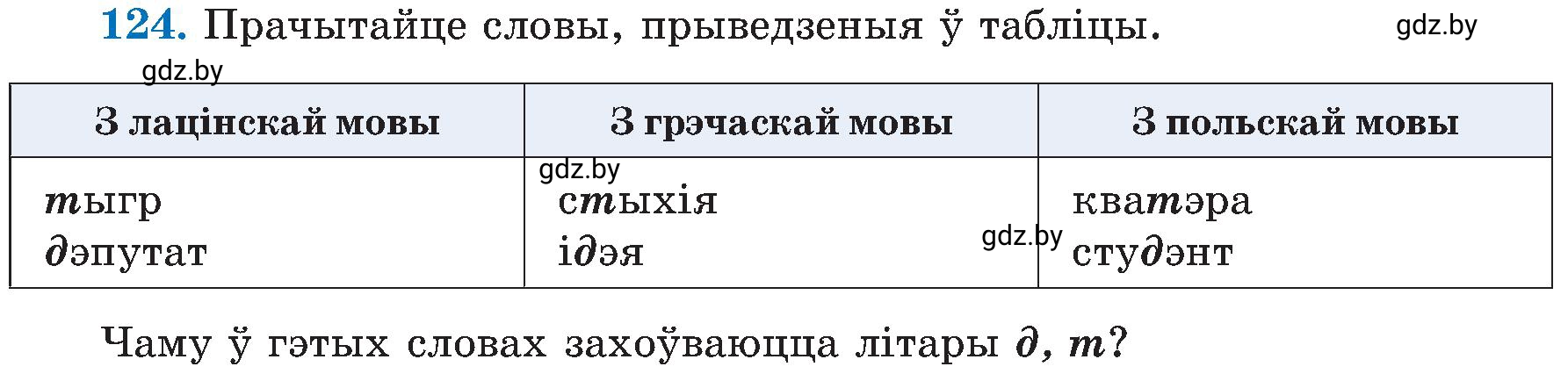 Условие номер 124 (страница 62) гдз по белорусскому языку 5 класс Валочка, Зелянко, учебник 2 часть