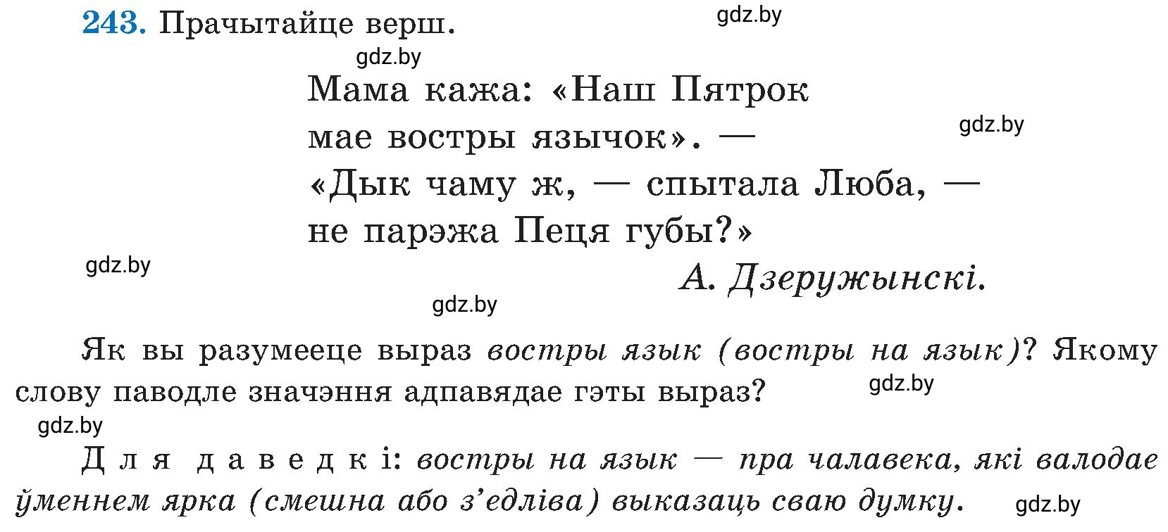 Условие номер 243 (страница 124) гдз по белорусскому языку 5 класс Валочка, Зелянко, учебник 2 часть