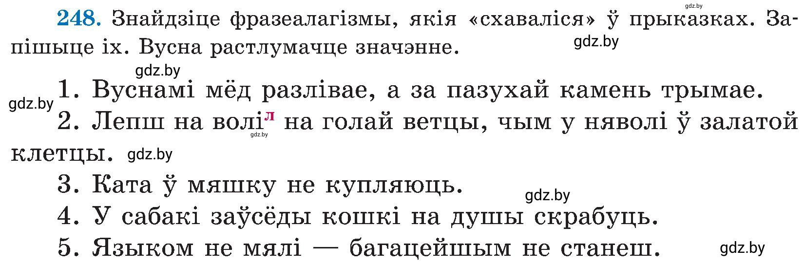 Условие номер 248 (страница 127) гдз по белорусскому языку 5 класс Валочка, Зелянко, учебник 2 часть