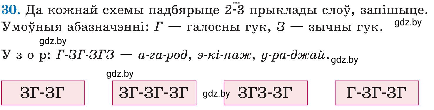 Условие номер 30 (страница 21) гдз по белорусскому языку 5 класс Валочка, Зелянко, учебник 2 часть