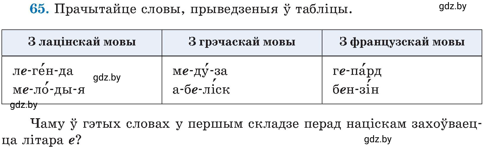 Условие номер 65 (страница 35) гдз по белорусскому языку 5 класс Валочка, Зелянко, учебник 2 часть
