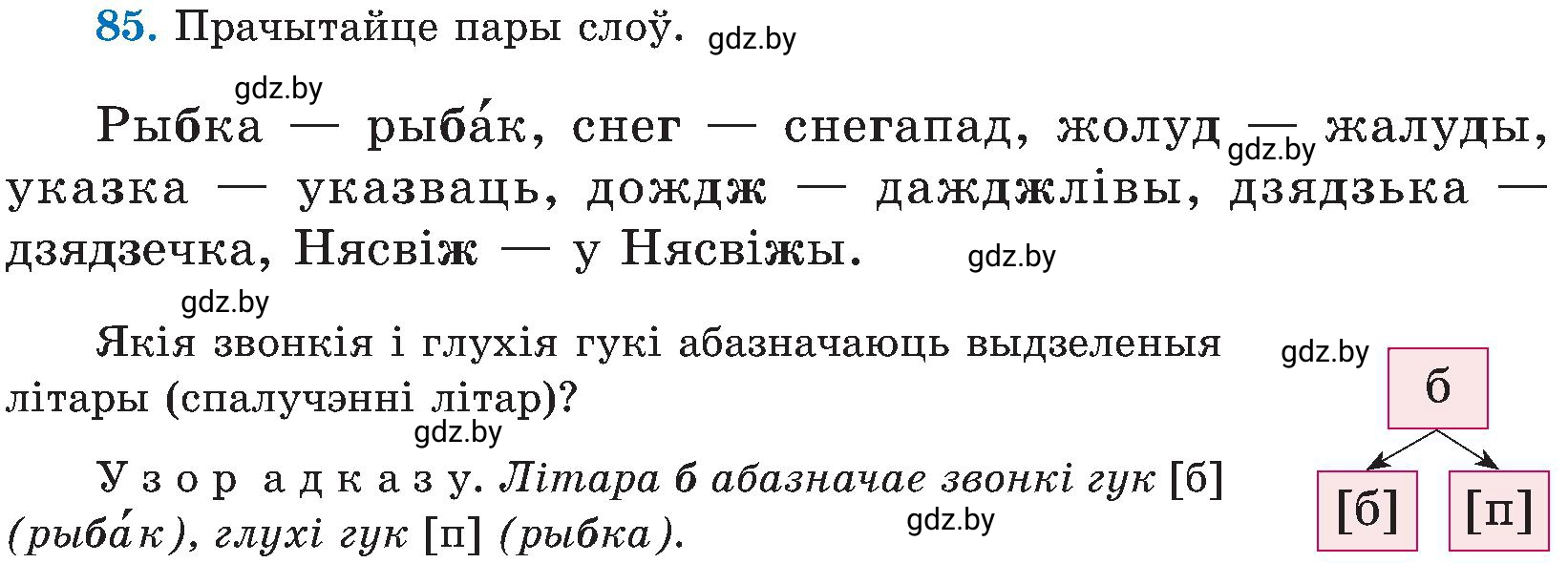 Условие номер 85 (страница 43) гдз по белорусскому языку 5 класс Валочка, Зелянко, учебник 2 часть
