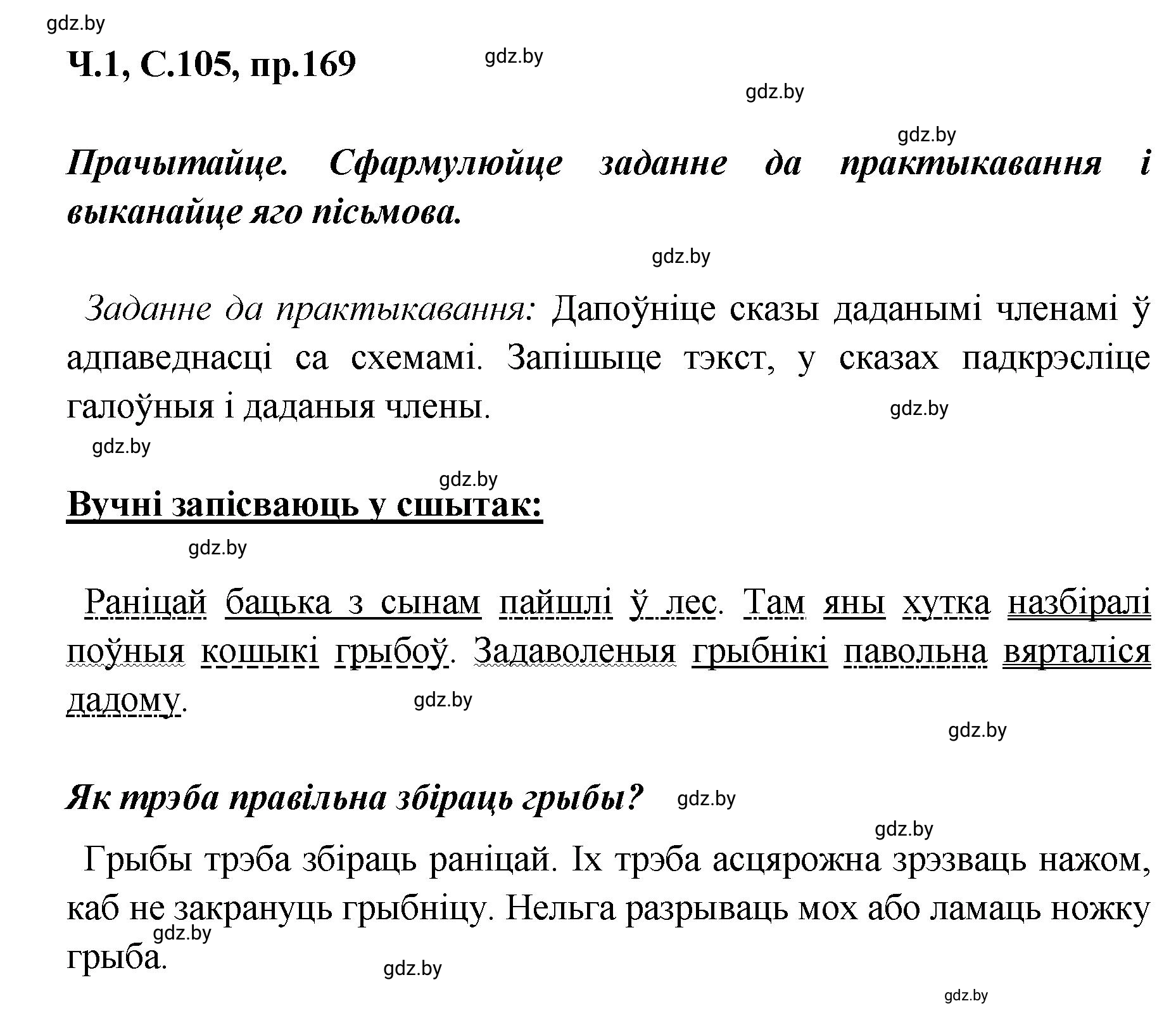 Решение номер 169 (страница 105) гдз по белорусскому языку 5 класс Валочка, Зелянко, учебник 1 часть